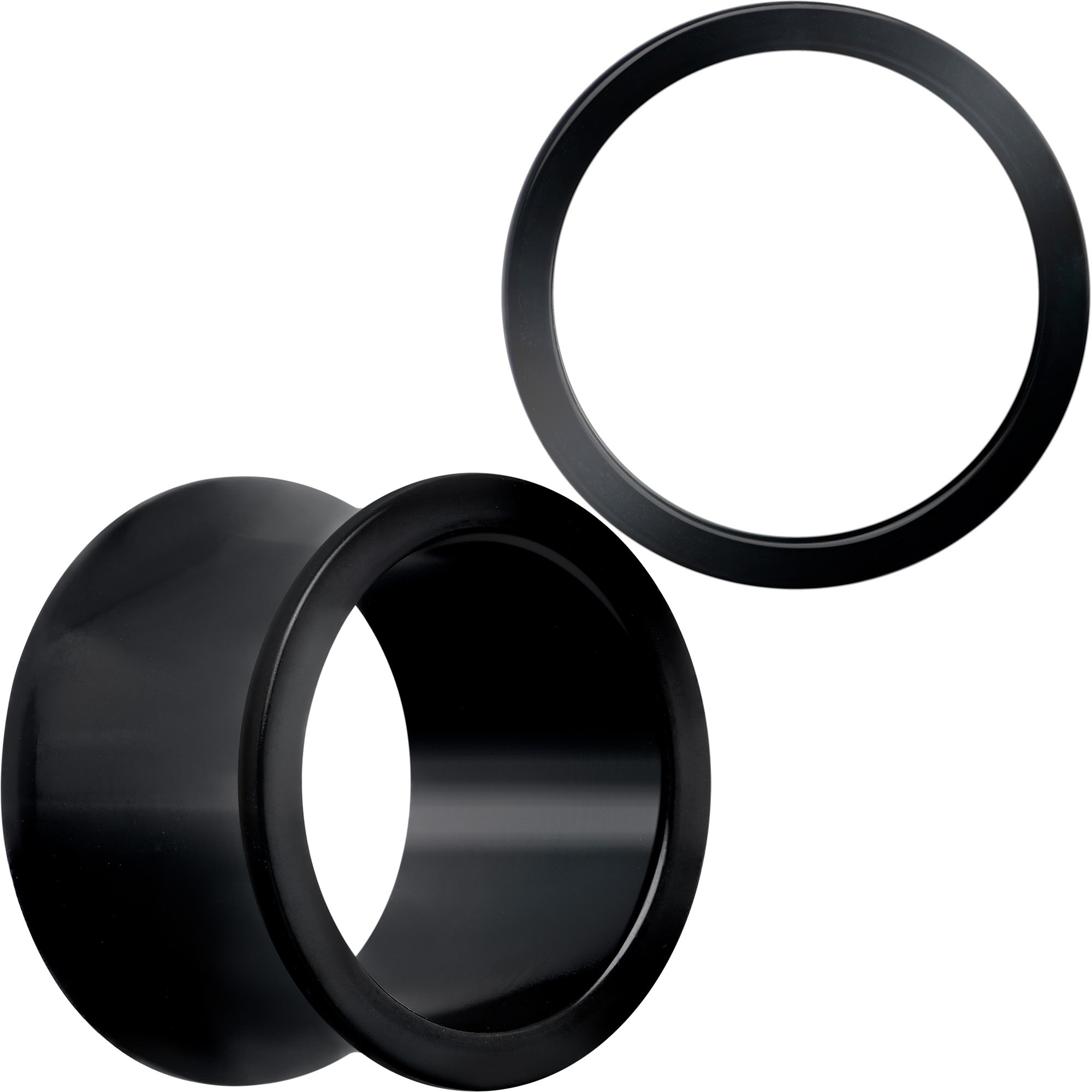 2 Gauge Black Hand Polished Double Flare Tunnel Plug Set