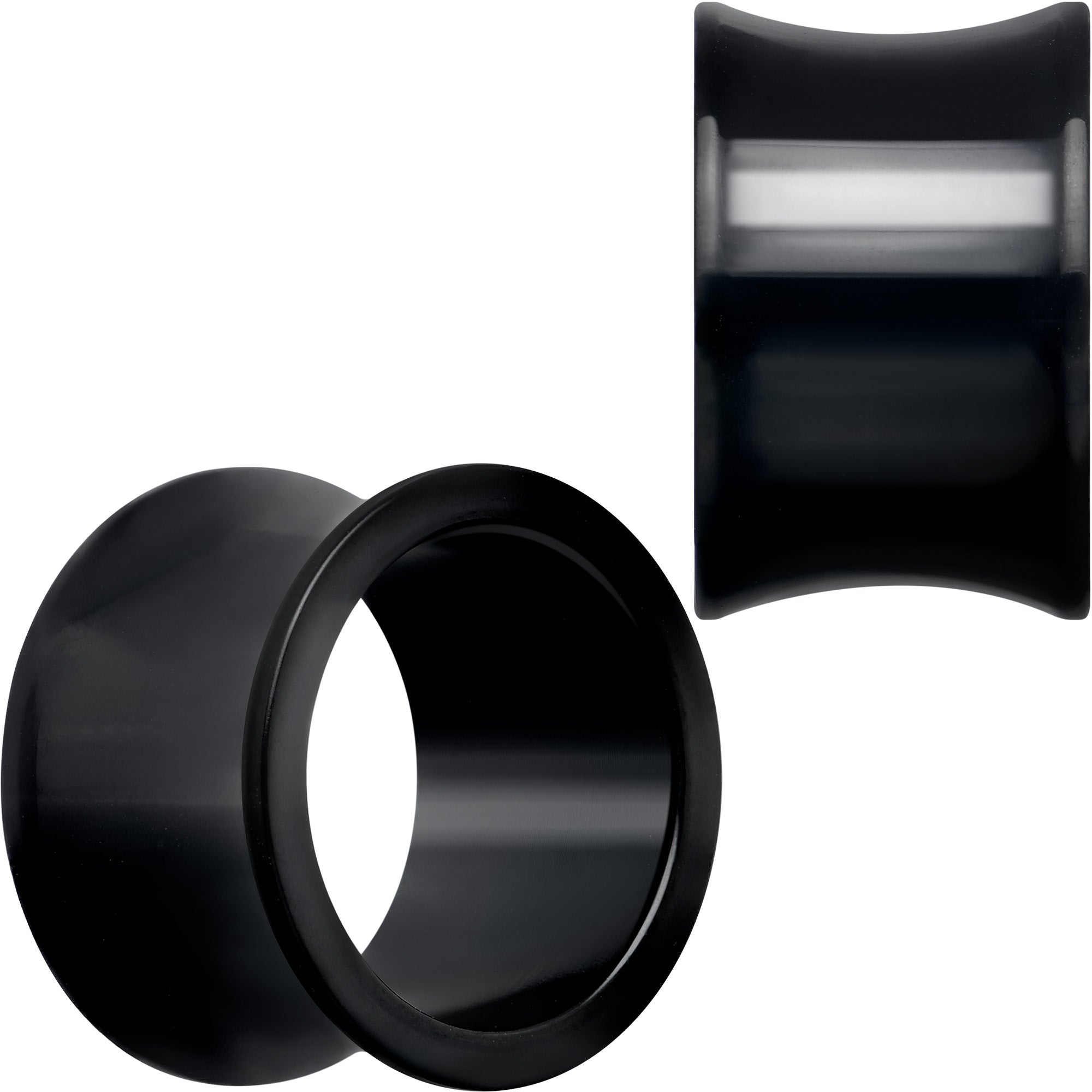 0 Gauge Black Hand Polished Tunnel Plugs