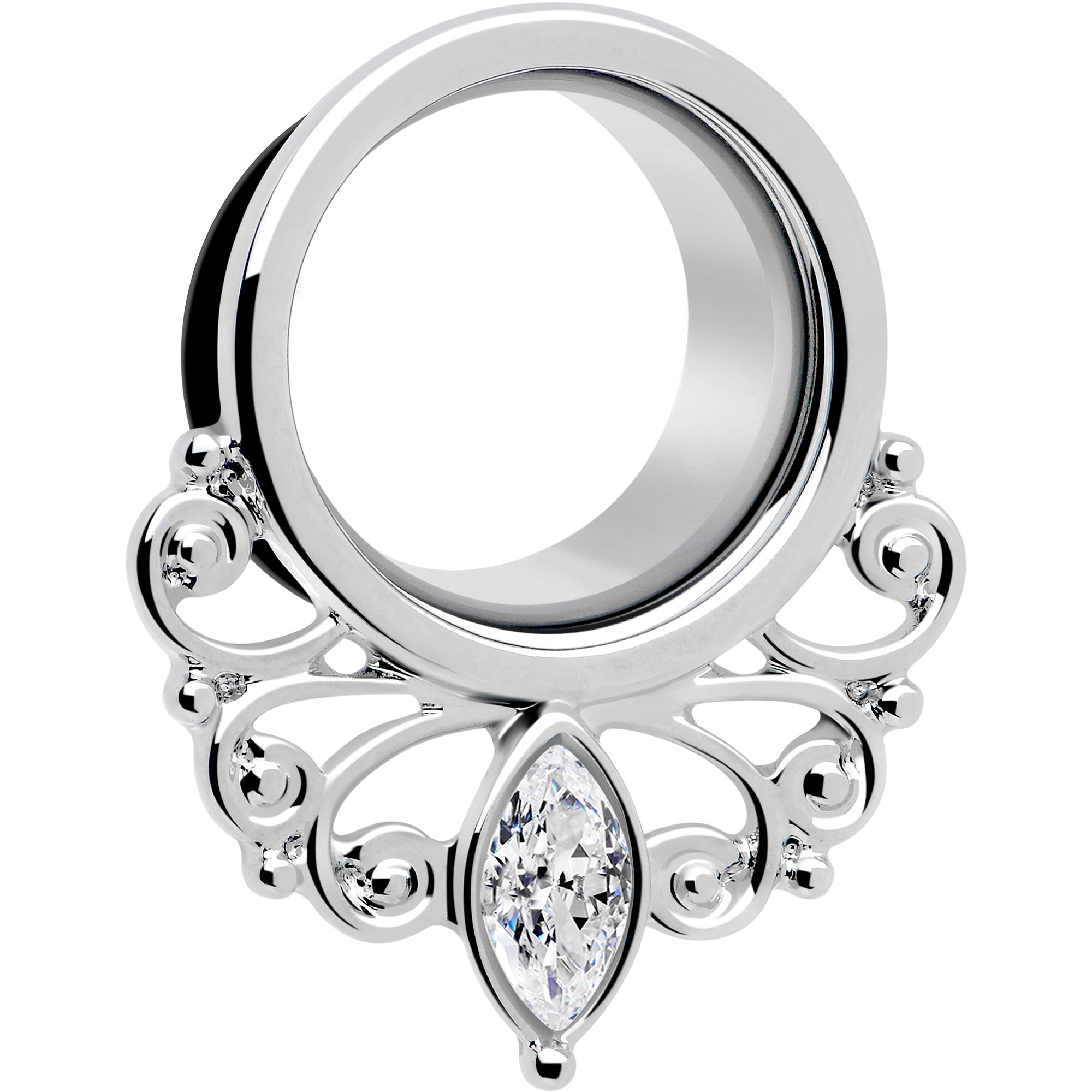 9/16 Clear Gem Drop Filigree Tunnel Plug Set