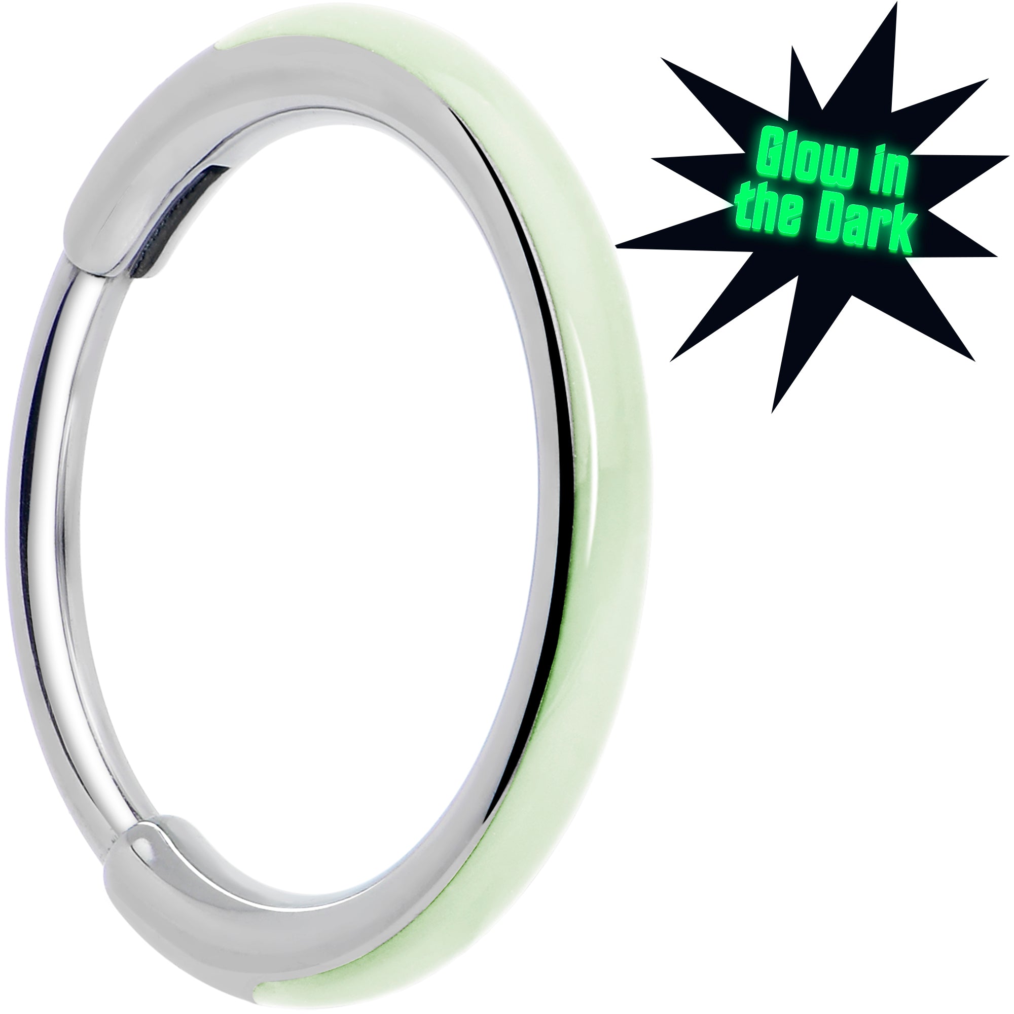 20G Implant Grade Titanium Glow in the Dark Hinged Segment Nose Hoop