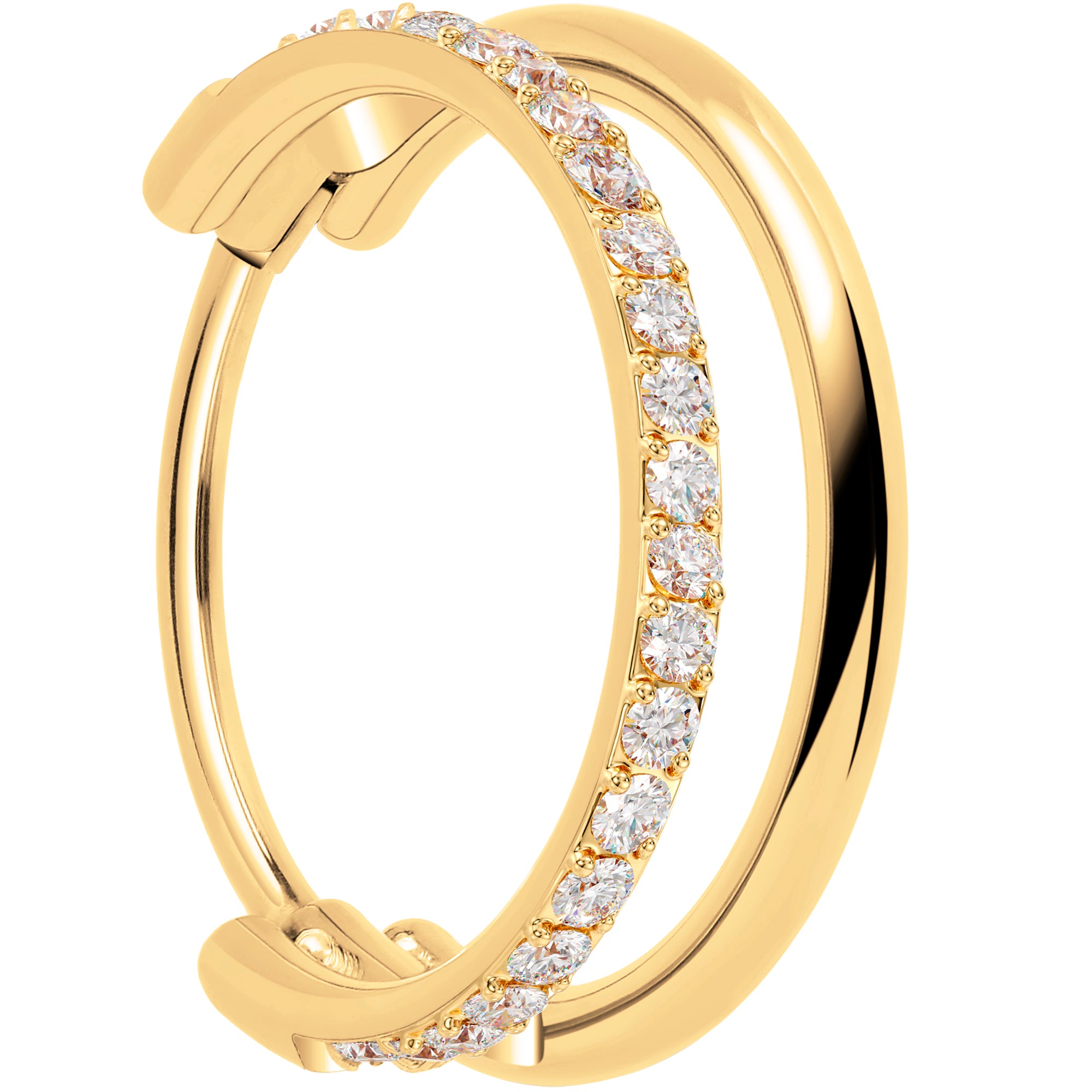 Single Row Micro Gem Implant Grade Titanium Hinged Double Hoop Nose Ring