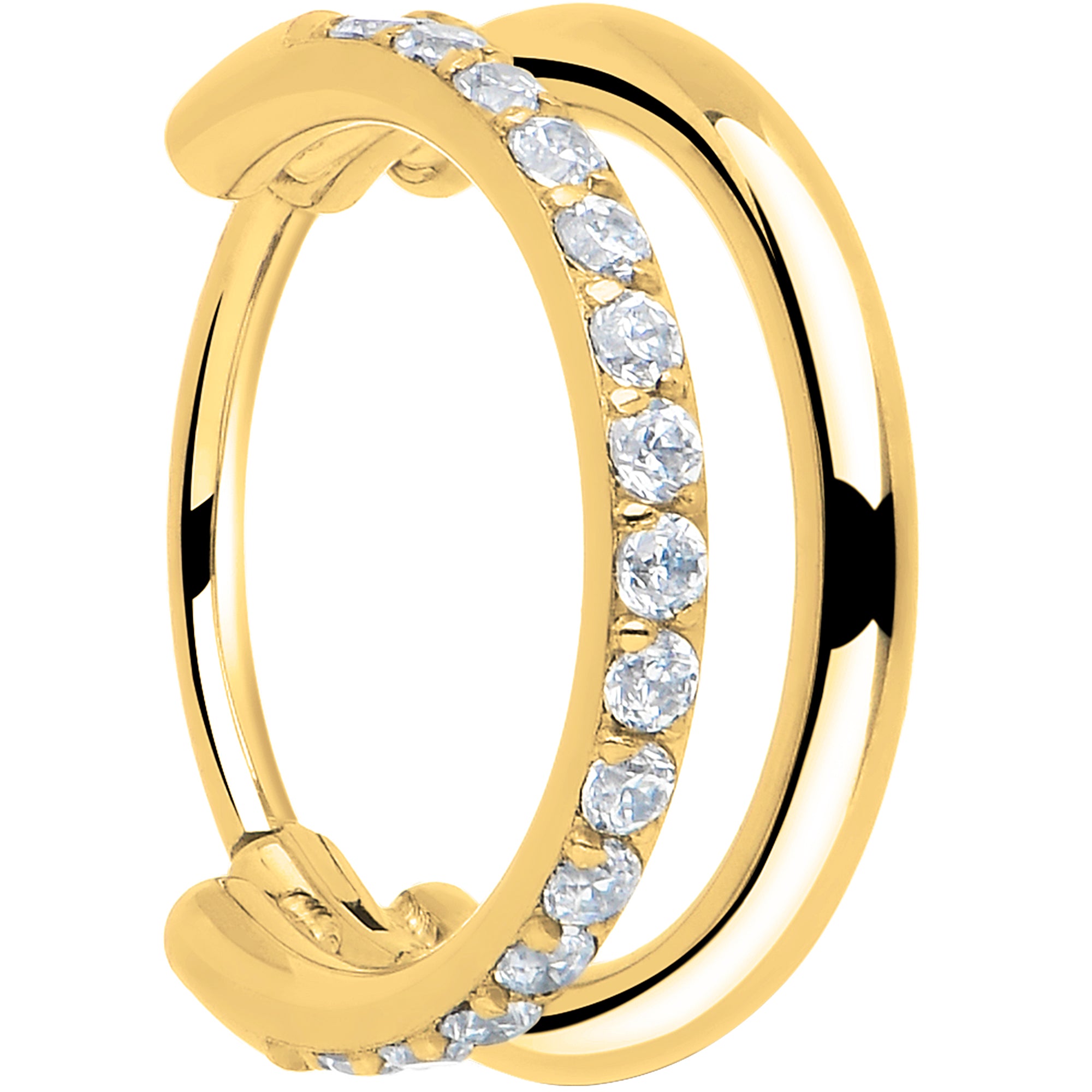 Single Row Micro Gem Implant Grade Titanium Hinged Double Hoop Nose Ring