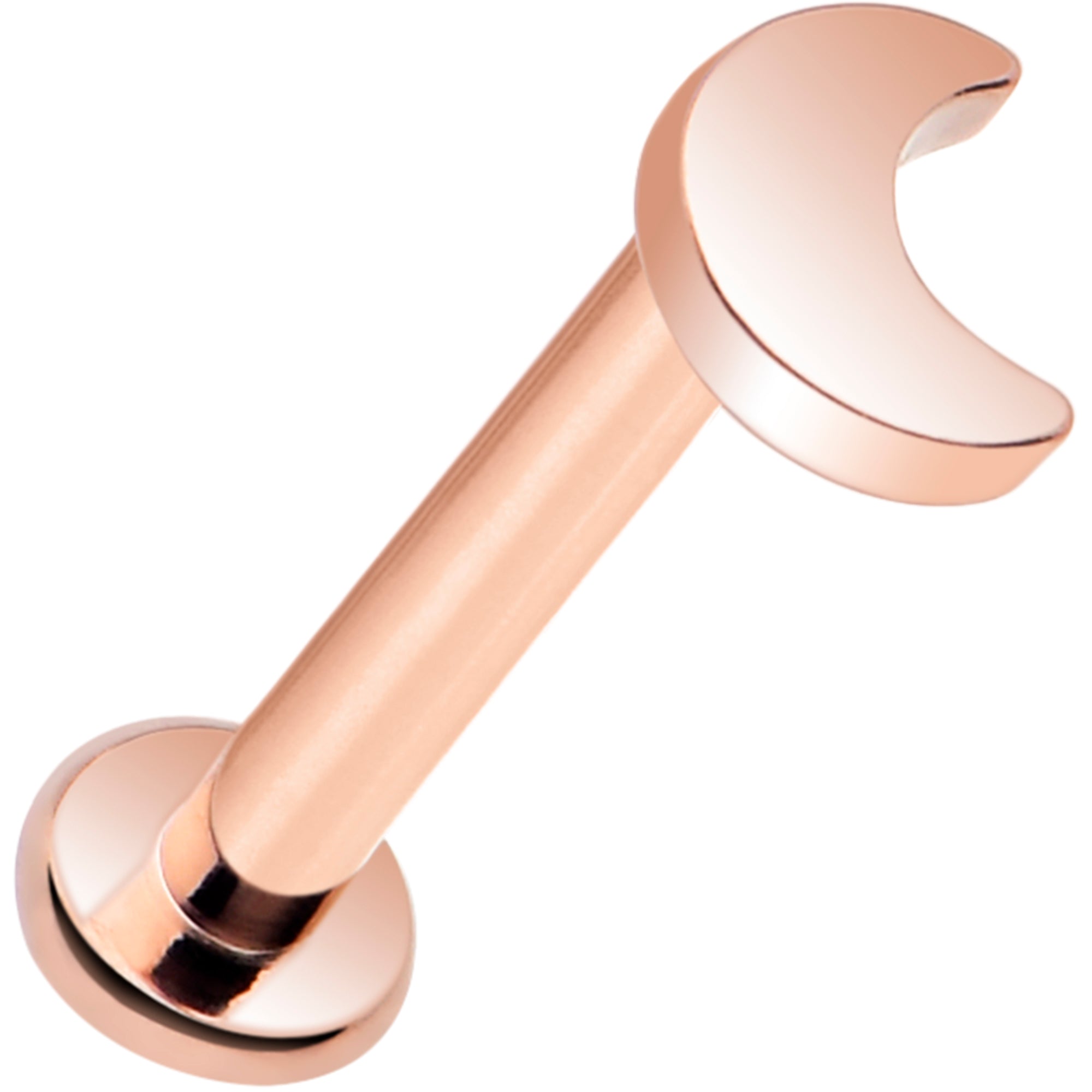 Rose Gold Titanium Crescent Moon Labret 16 Gauge 5 16