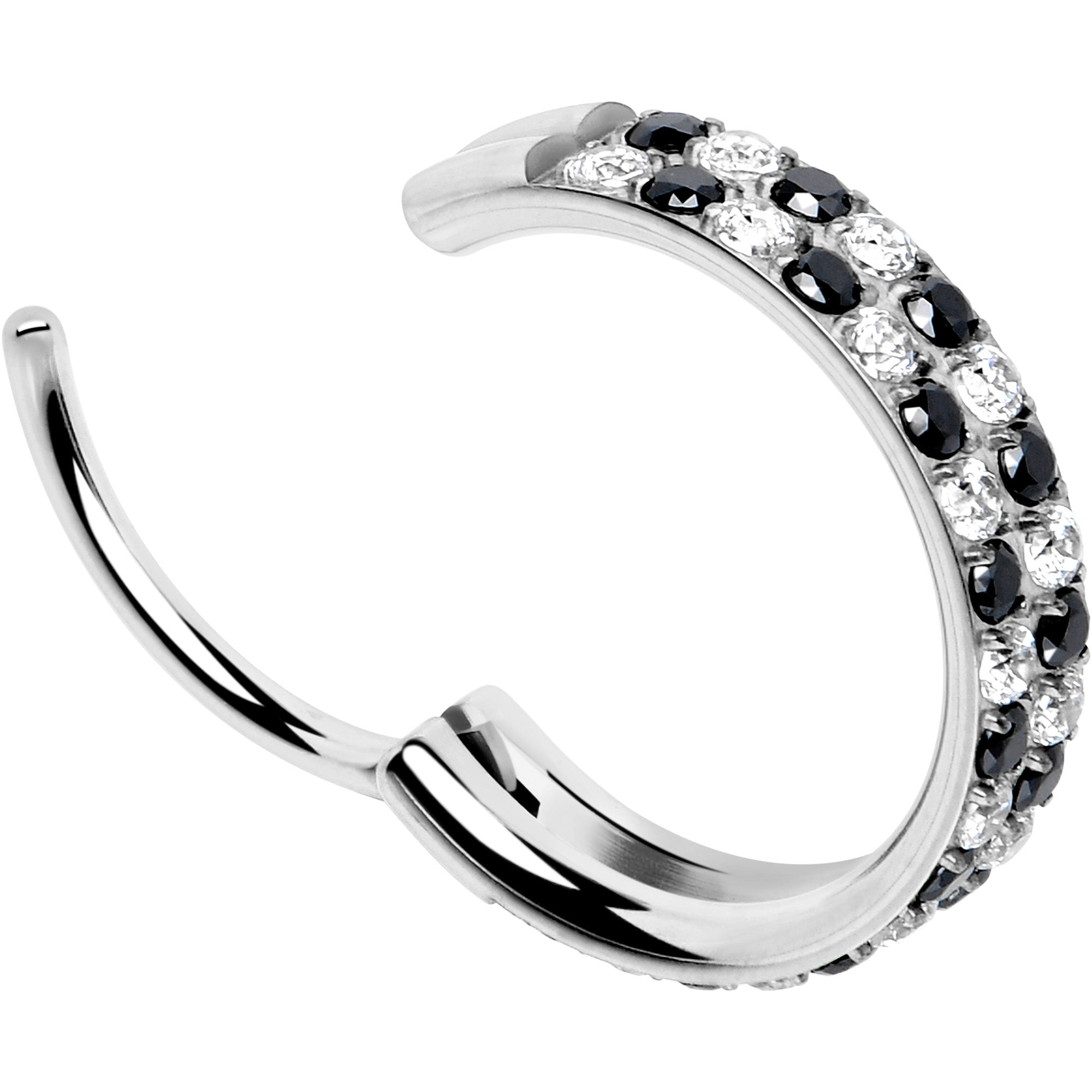20 gauge titanium nose jewelry clear black CZ hoop