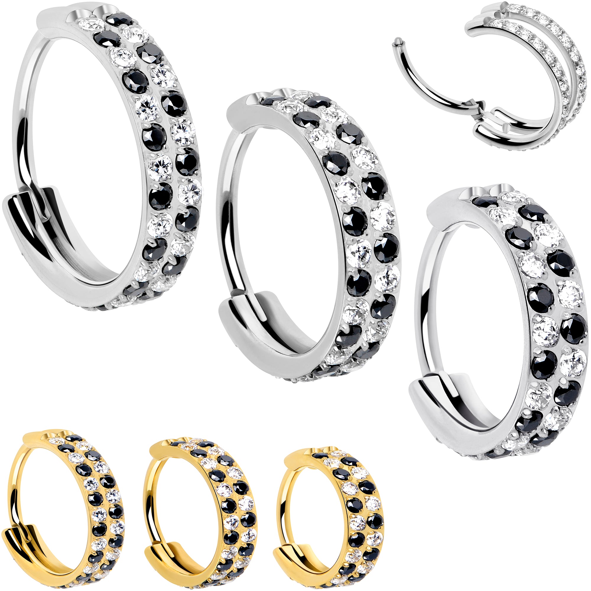 20 gauge 9mm clear black CZ titanium nose hoop