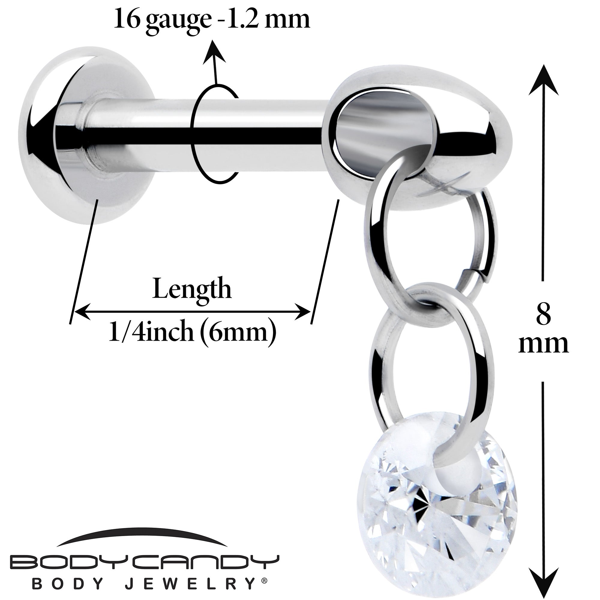 internally threaded titanium dangle labret piercing