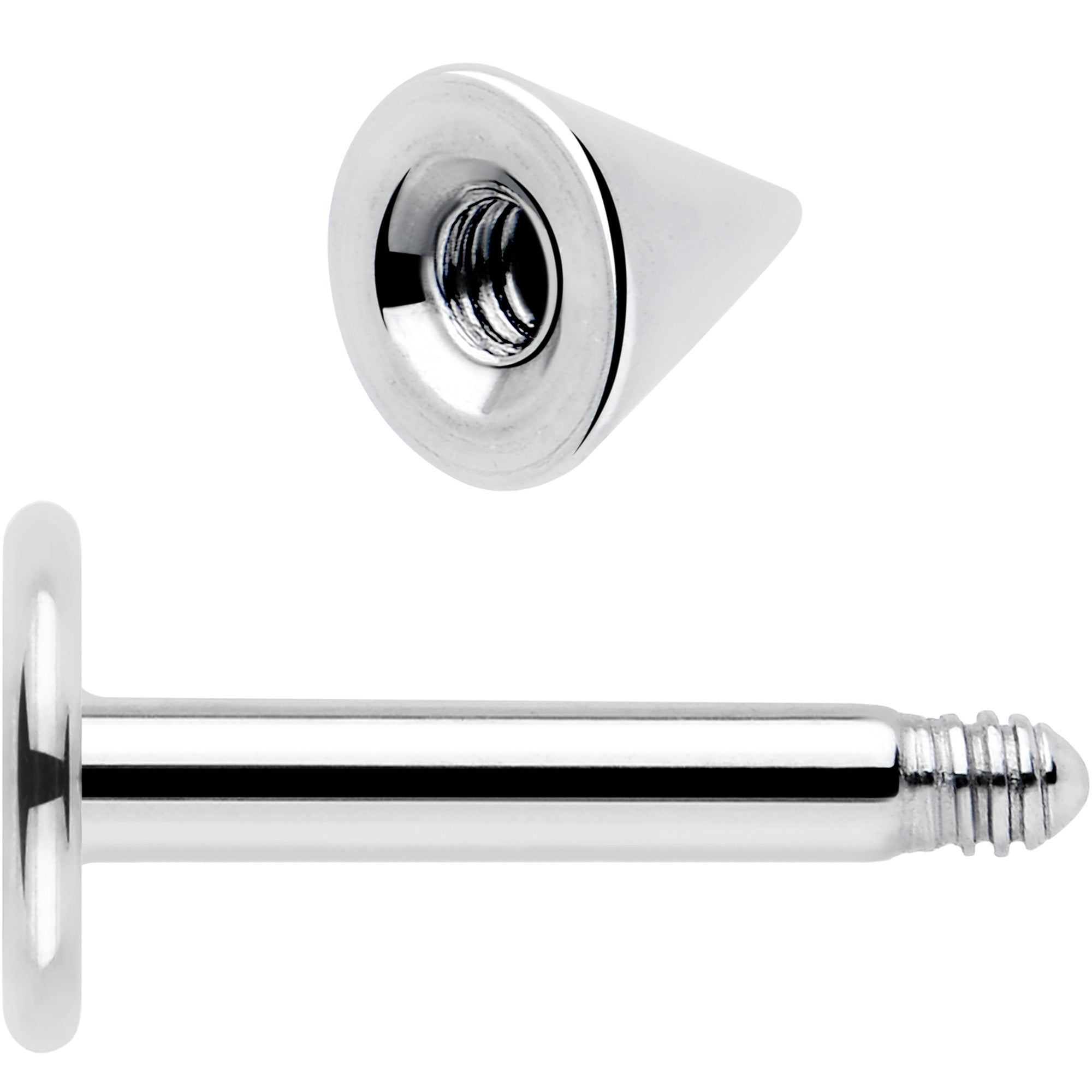 Internally threaded titanium labret stud body jewelry