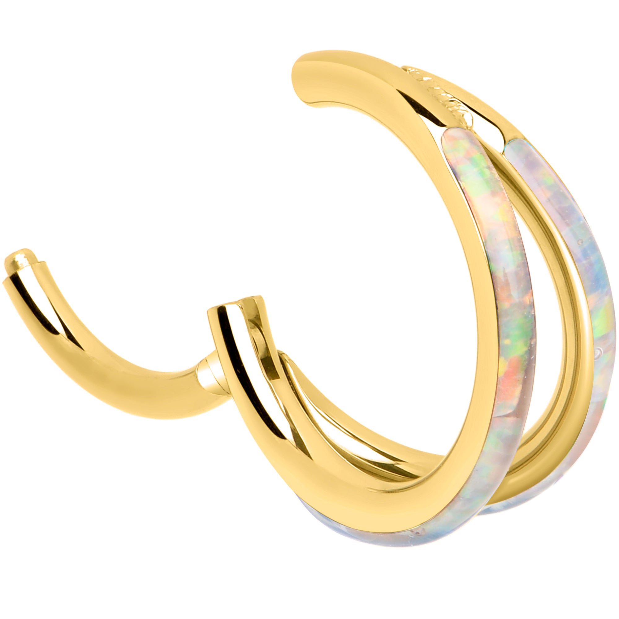Implant grade titanium gold tone double hoop nose ring