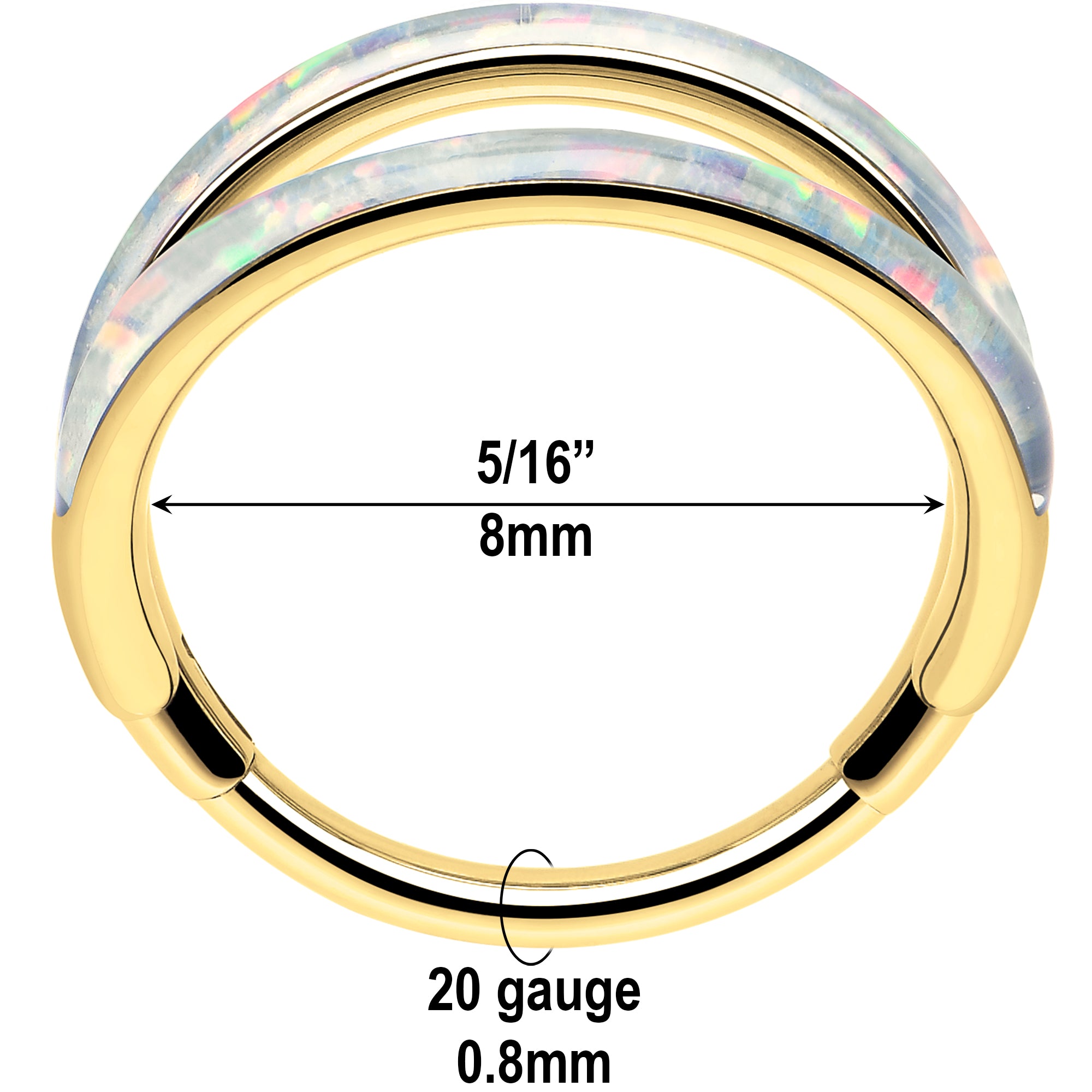 Hypoallergenic gold tone opal double nose piercing