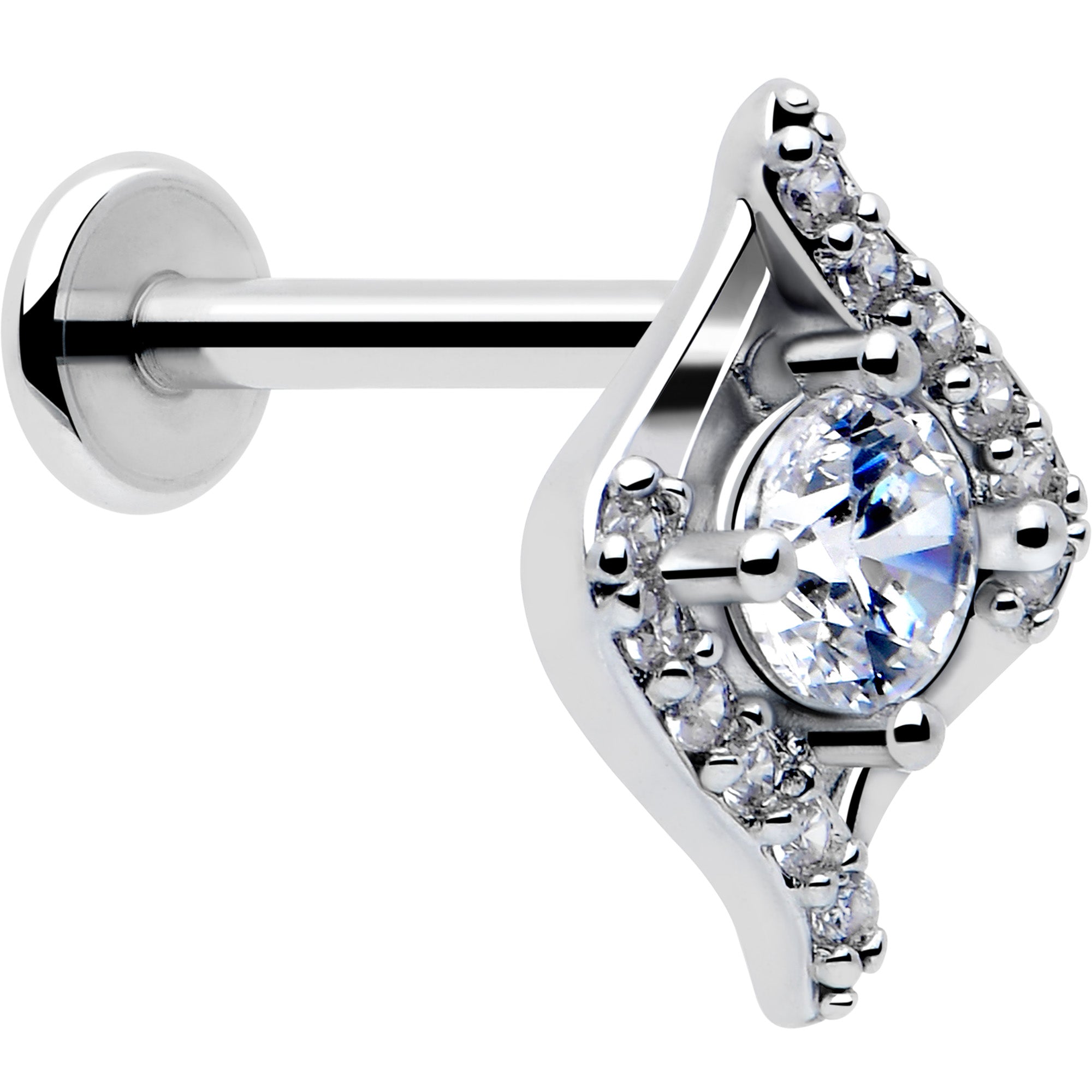 16g clear cz gem round swirl threadless labret