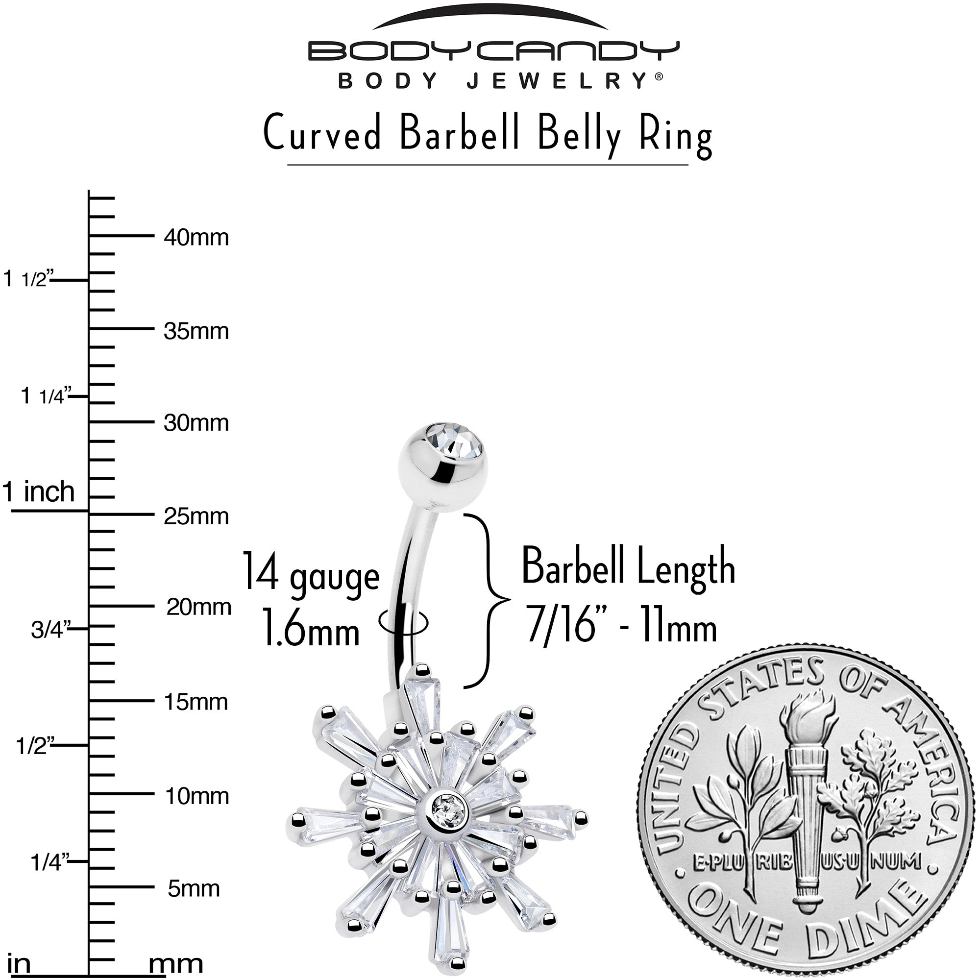 Winter snowflake belly piercing jewelry