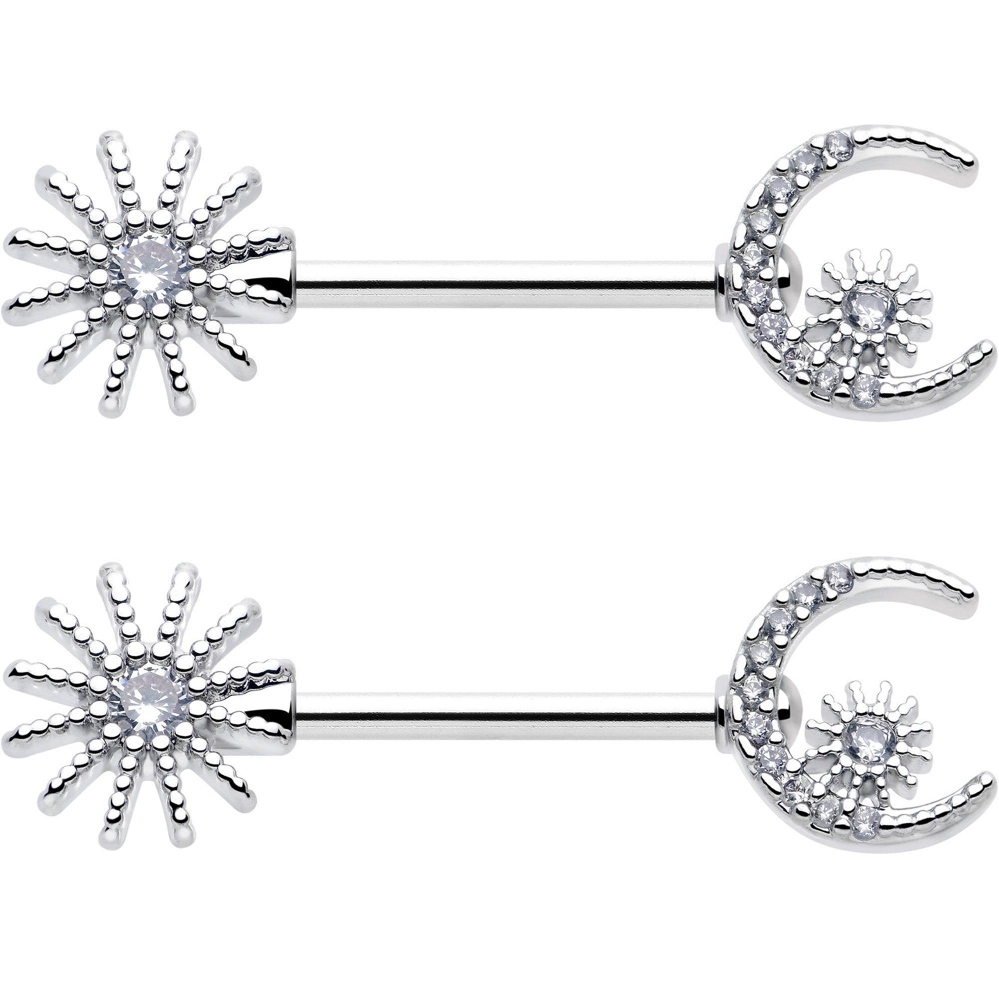 sparkling clear cz gem nipple piercing bars 14 gauge