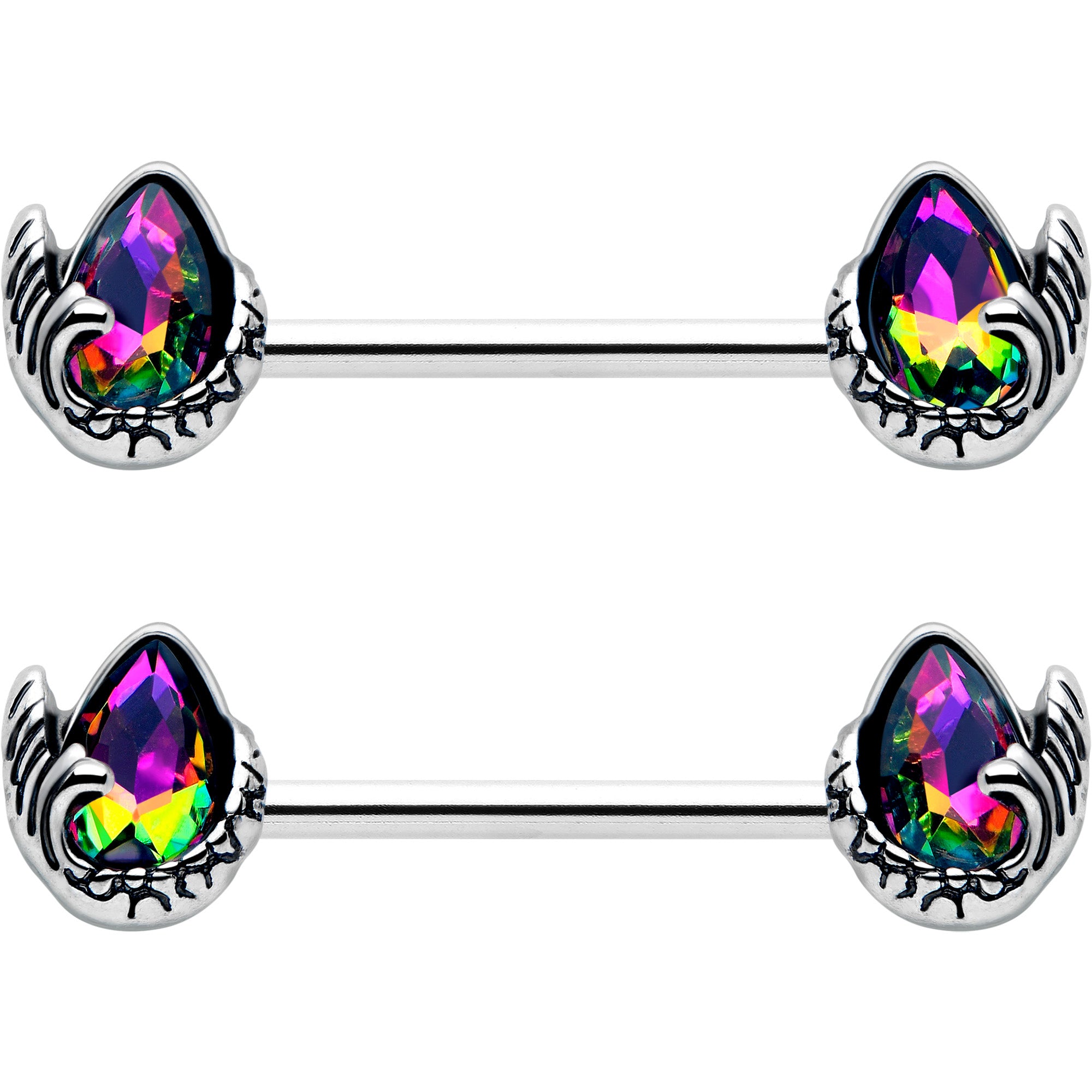 14g mermaid tail wrap barbell nipple rings pair