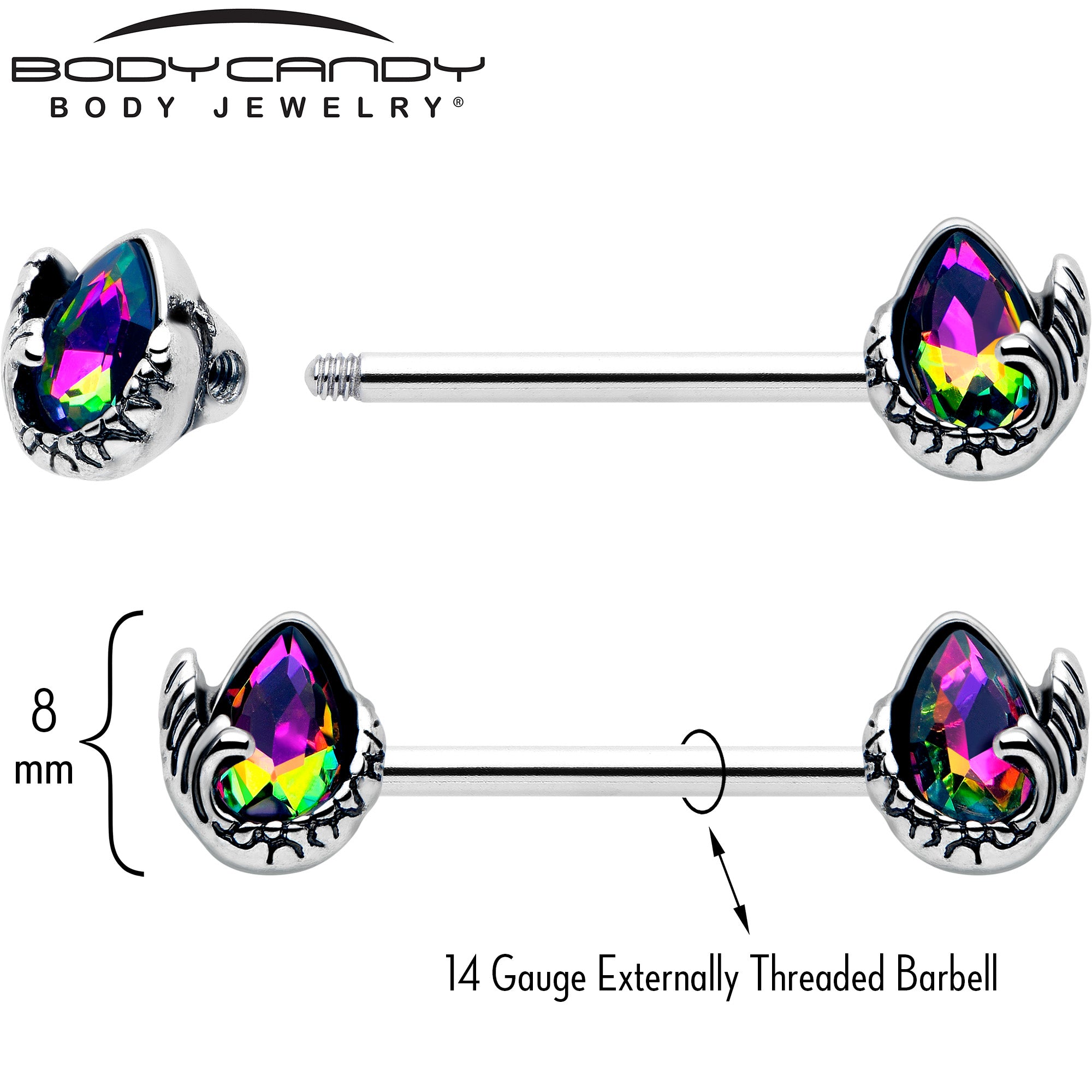 14 gauge decorative mermaid tail nipple piercing set