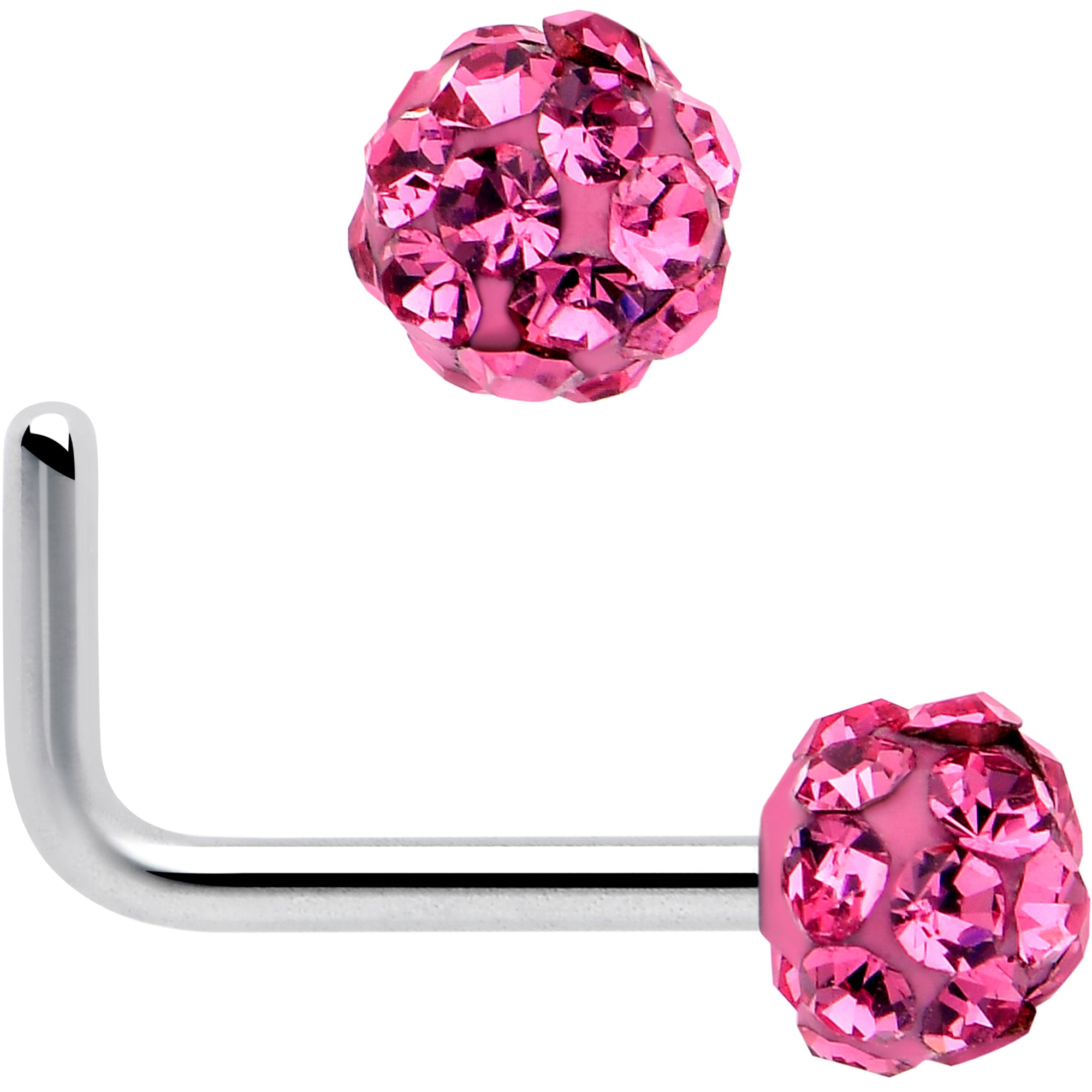 6mm pink gem l shape nose stud jewelry