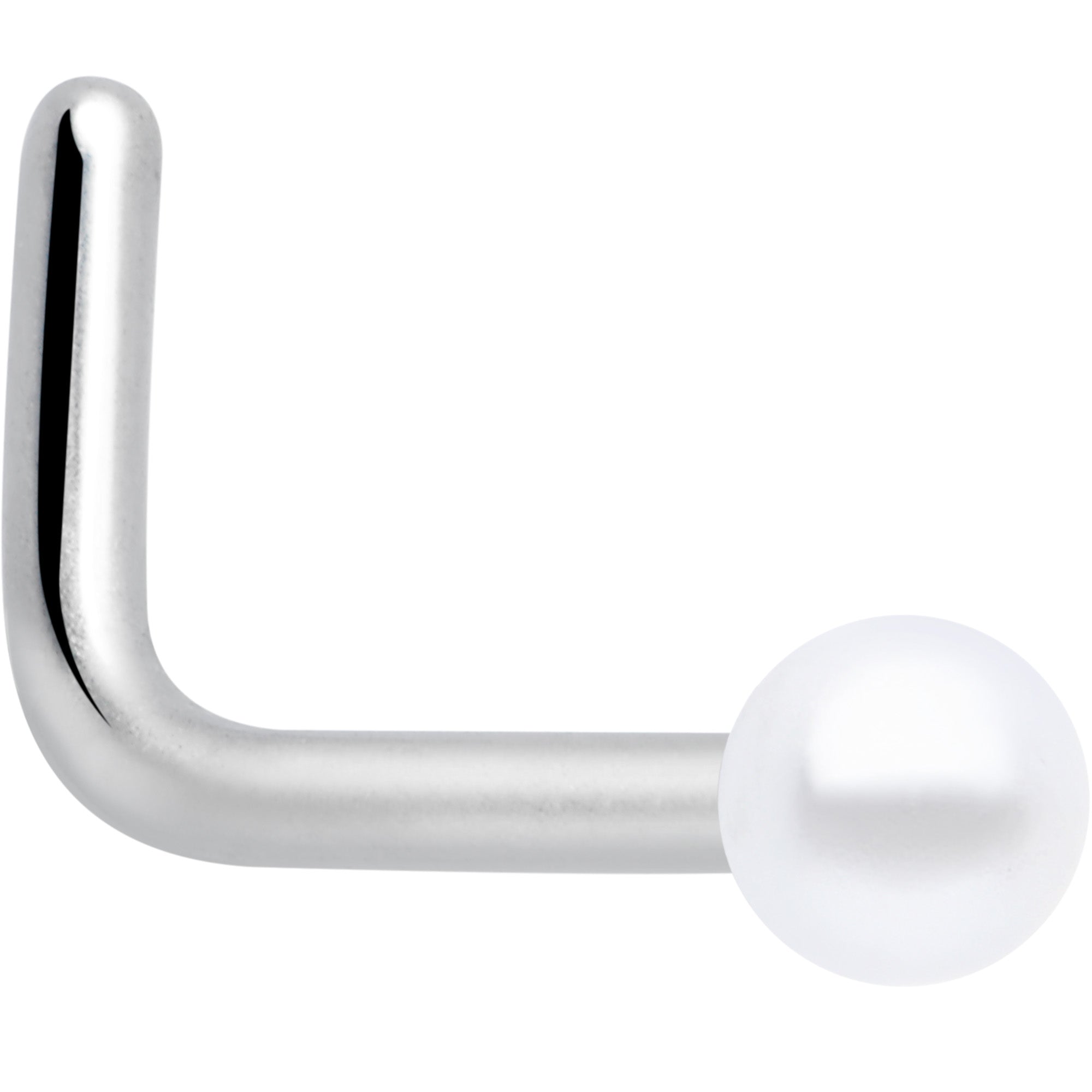 20g white faux pearl l shape nose ring