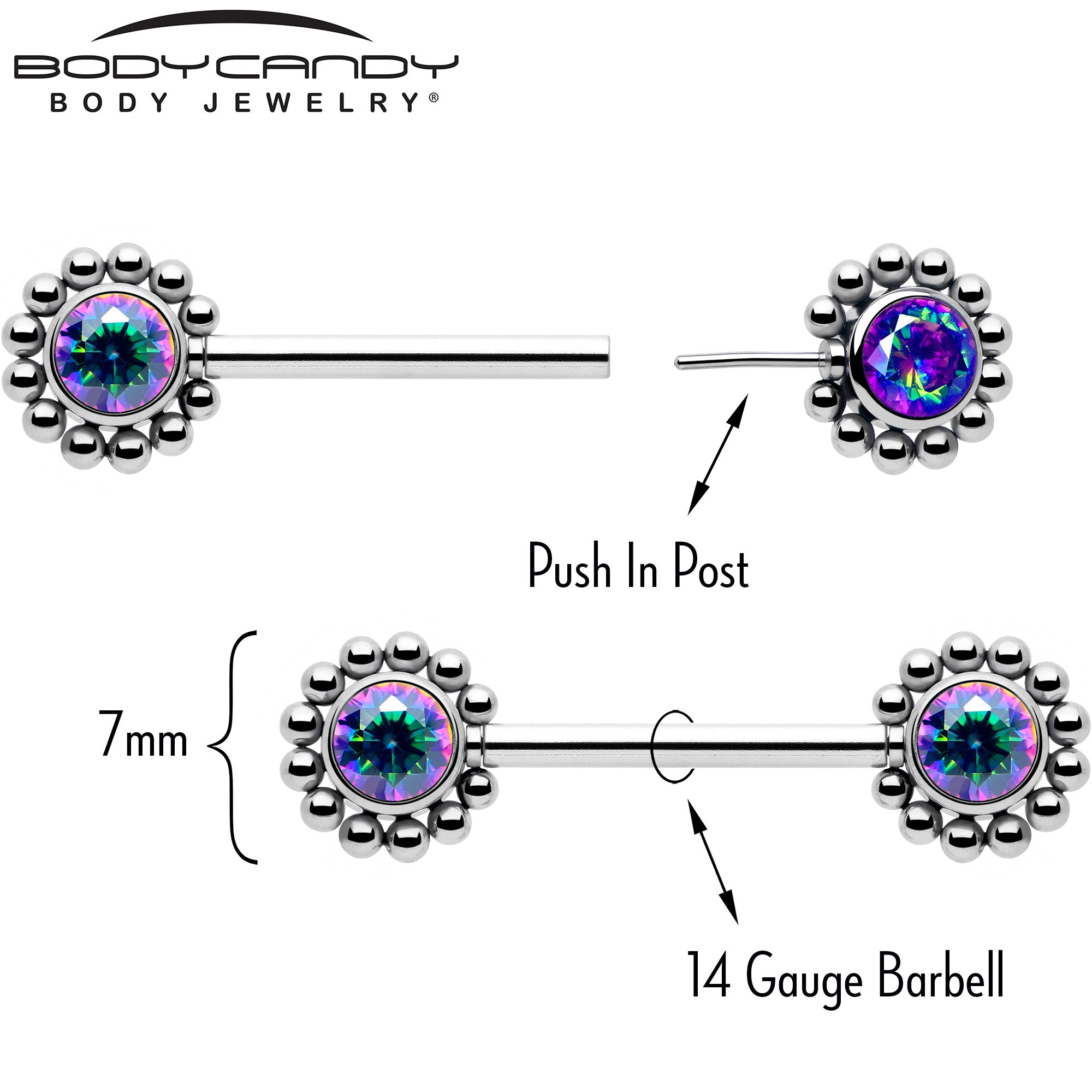 14g nipple piercing jewelry beaded edge set