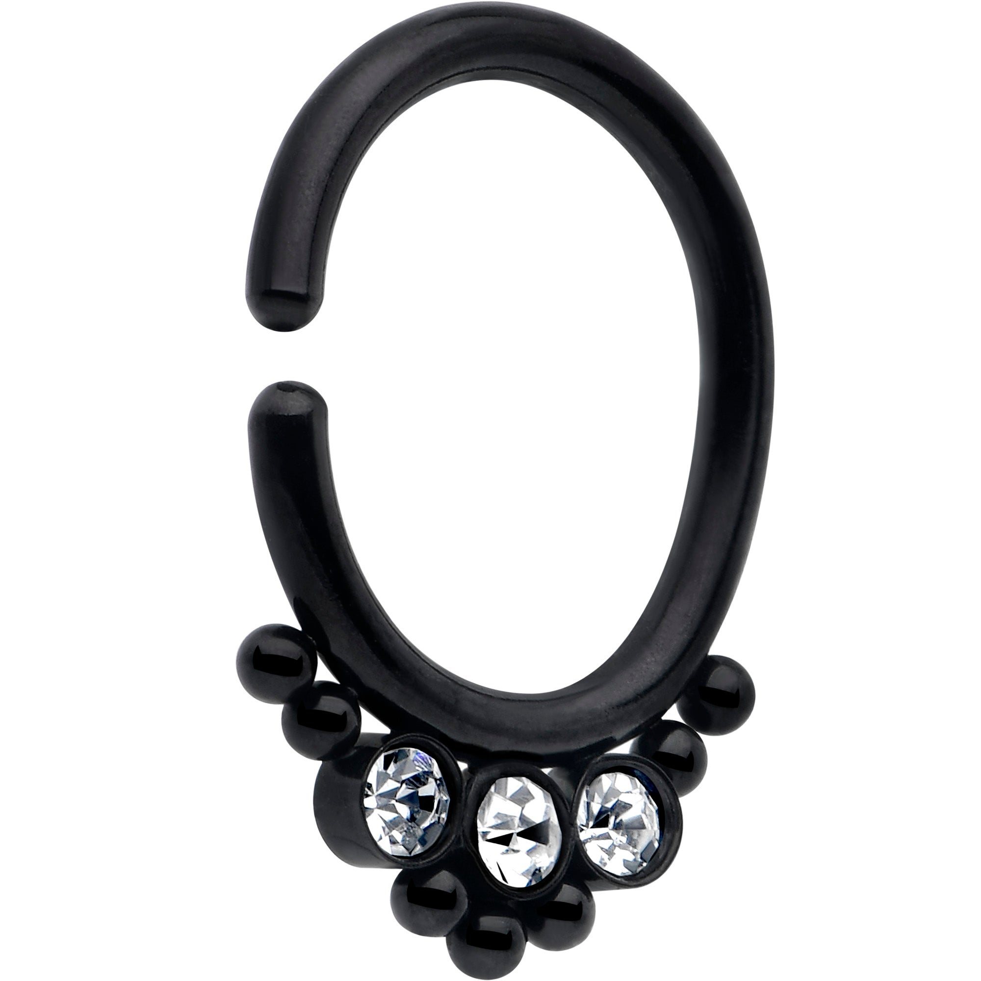 16 gauge bendable hoop ring with clear cz gem