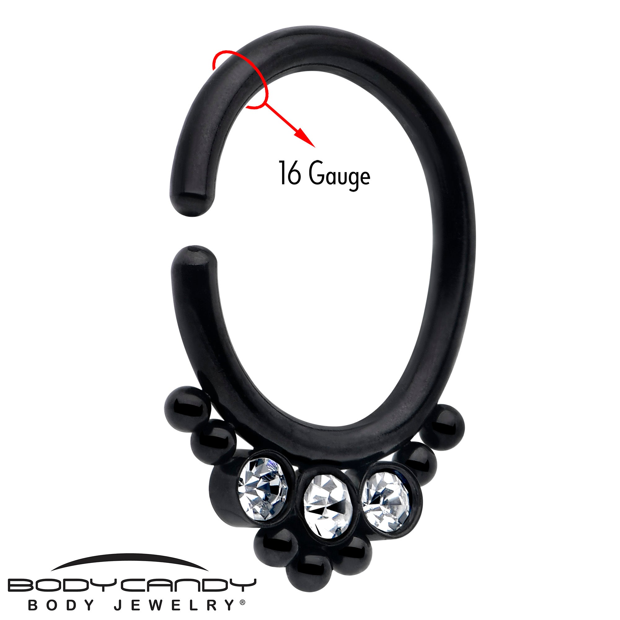 clear cz gem black hoop ring for cartilage piercings