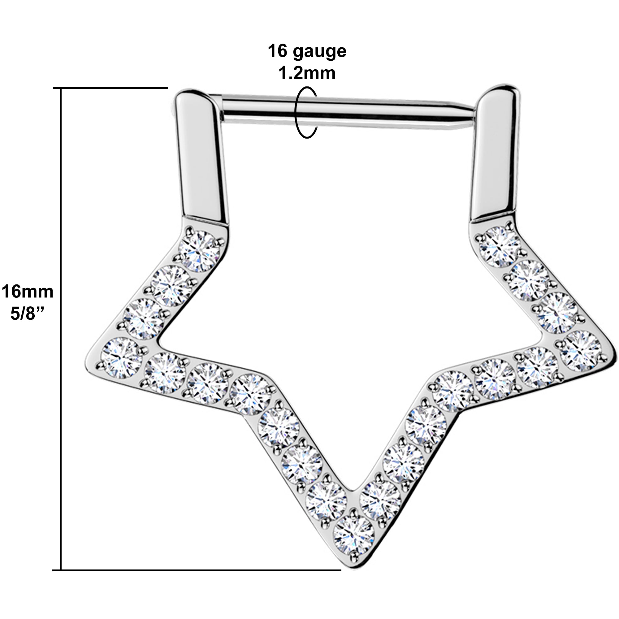 Implant grade titanium star hoop with CZ