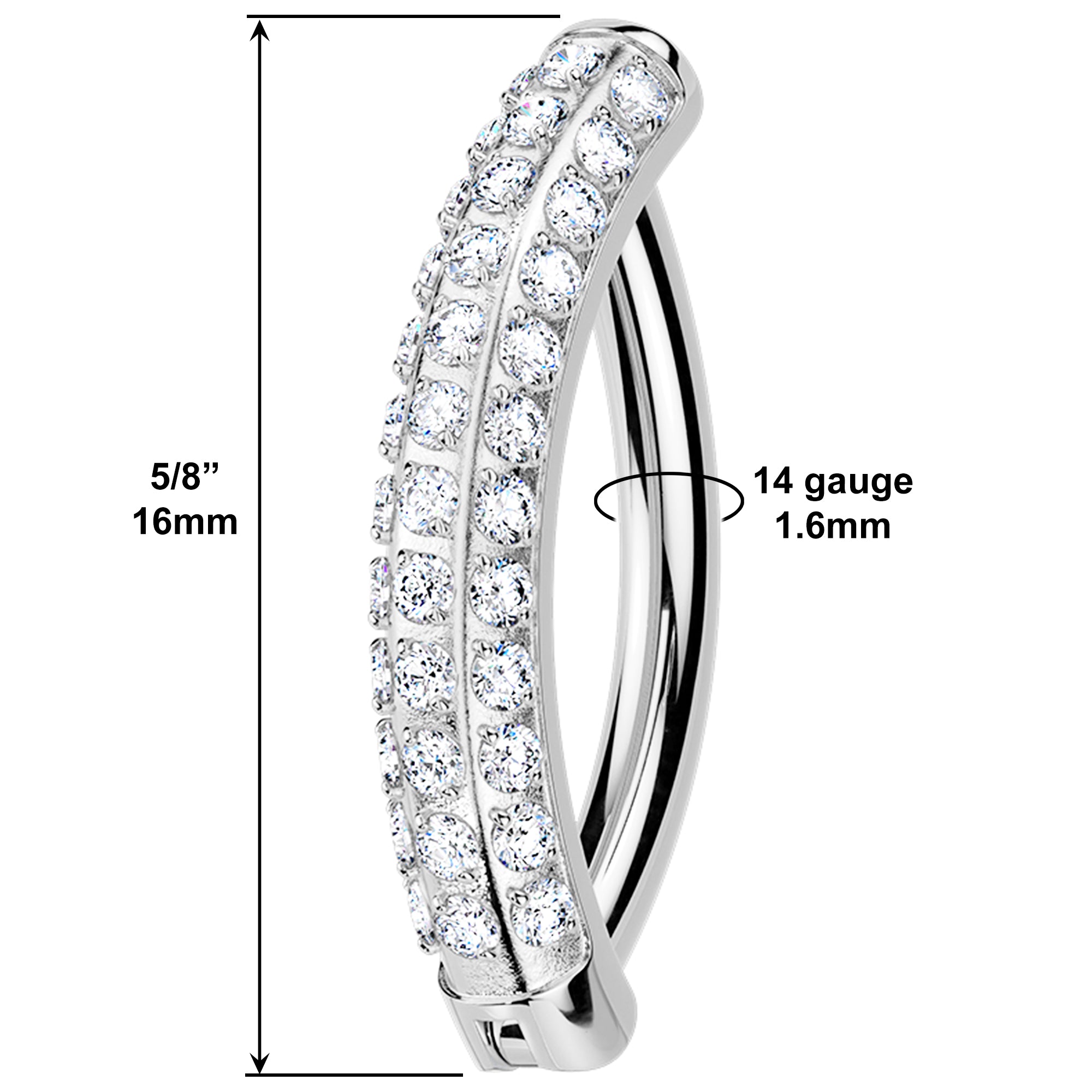 titanium triple pave cz belly button hoop