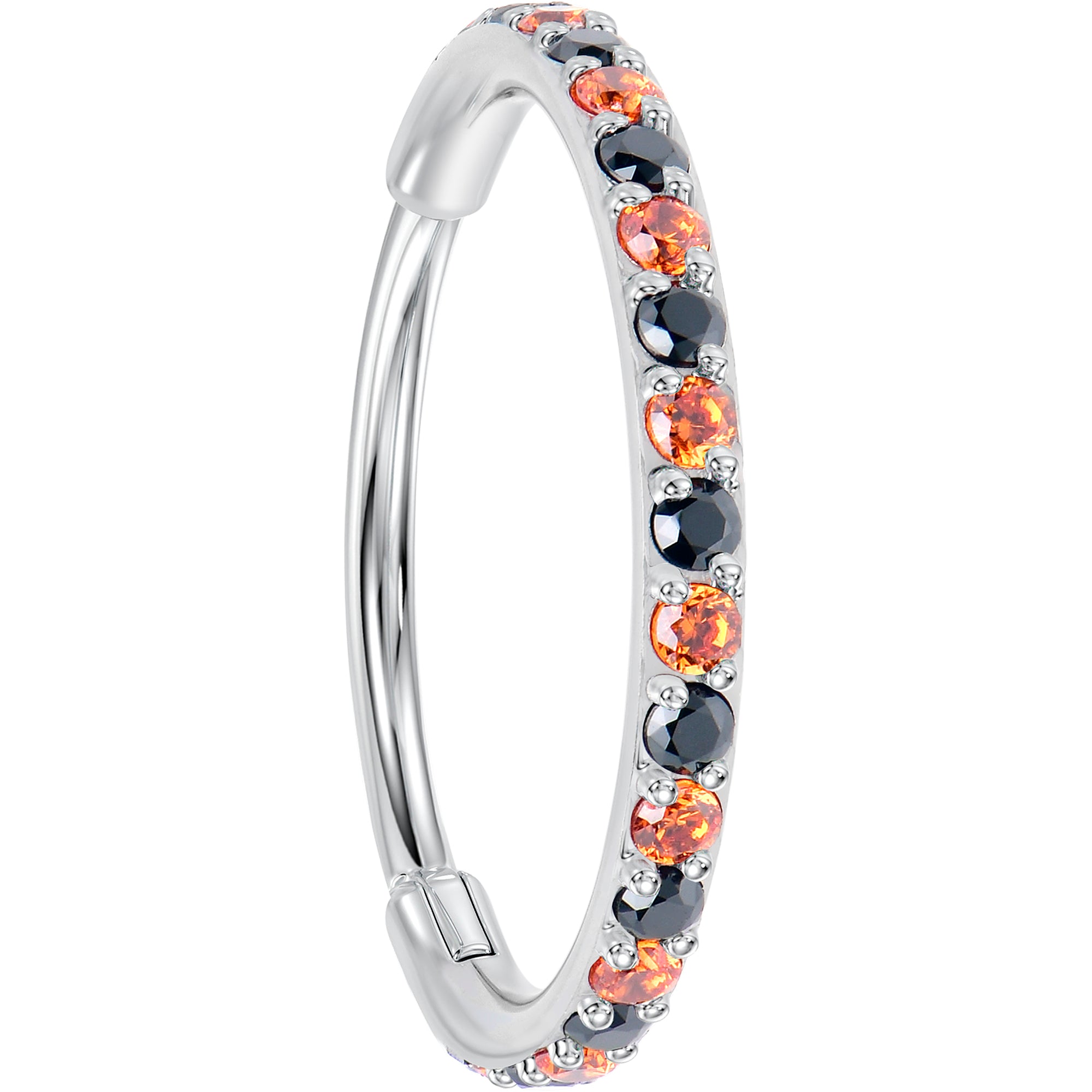 20G Micro Gem Titanium Hinged Nose Hoop - Black Orange Nose Ring