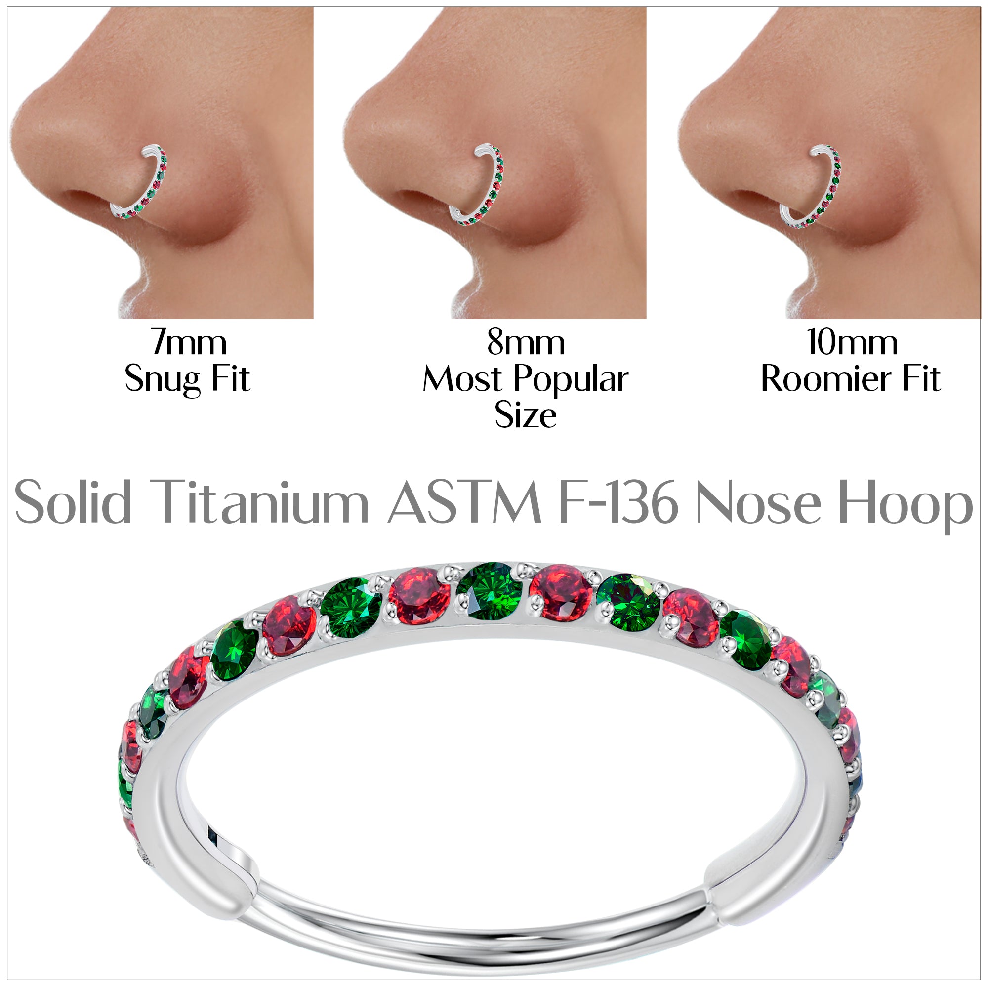 micro gem nose ring implant grade titanium