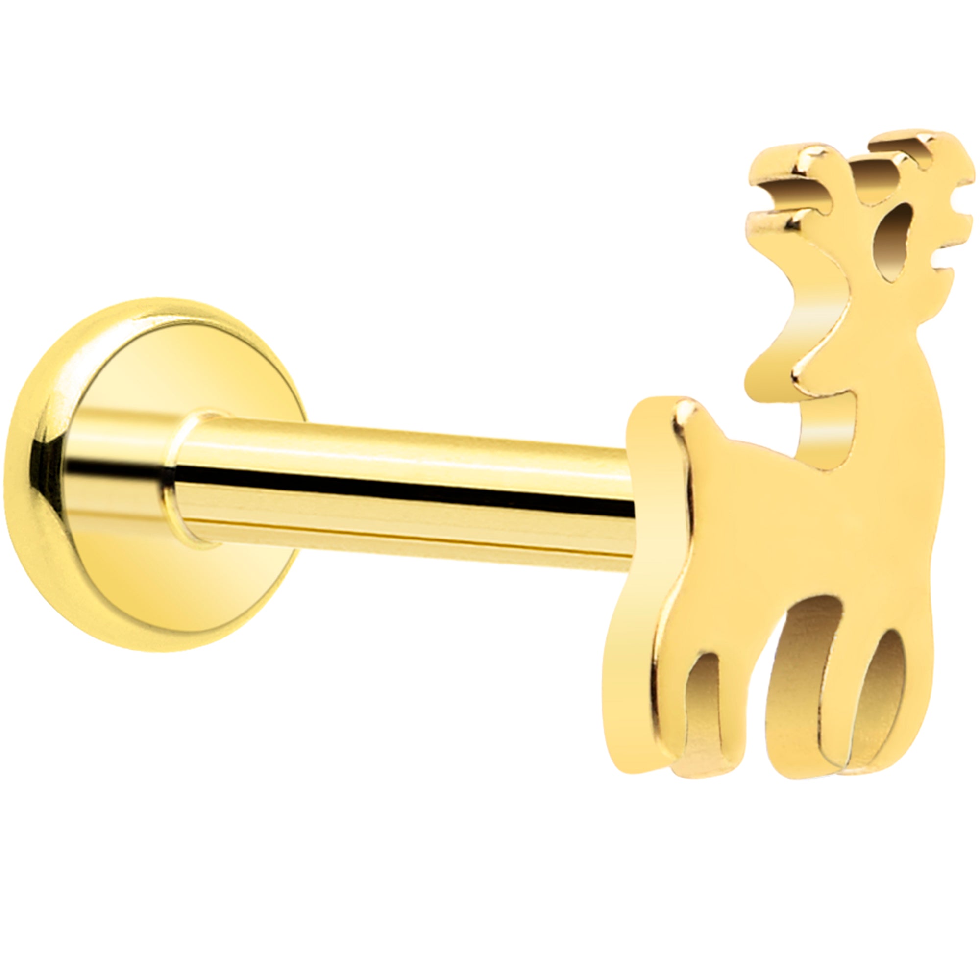 Christmas Reindeer 18G Titanium Threadless Push In Nose Ring Stud