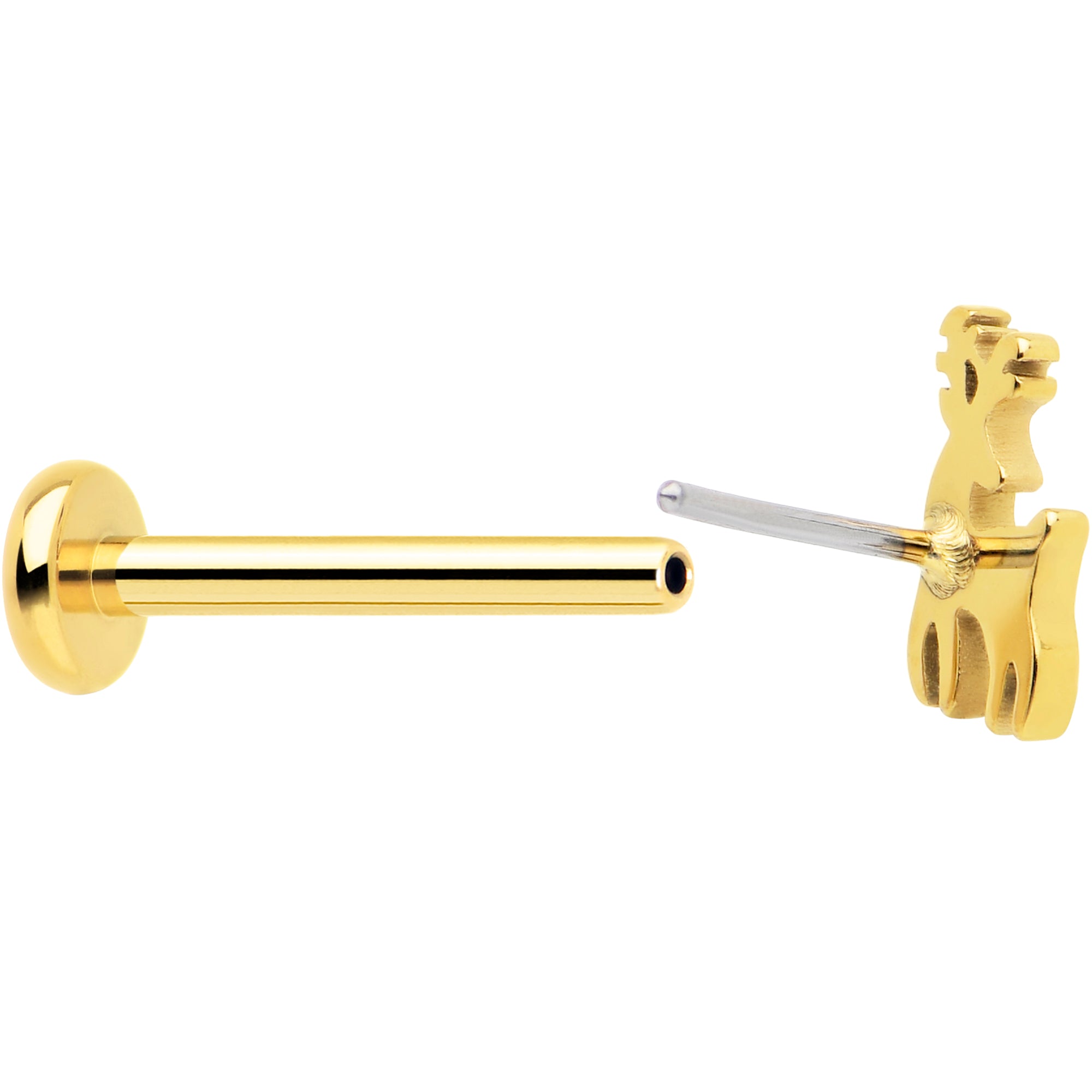 18G Christmas Flat Back Earring - Holiday Reindeer