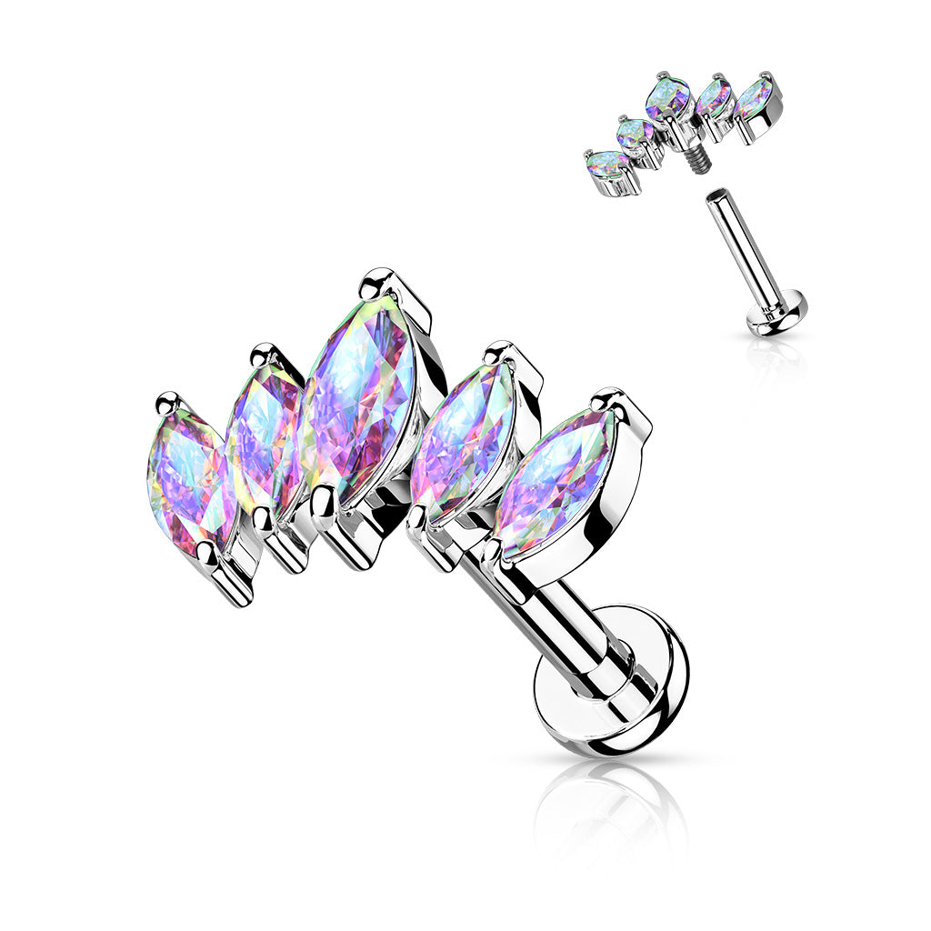 16g aurora cz fan cartilage labret