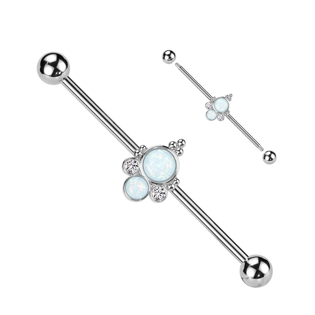 14g white synthetic opal industrial barbell