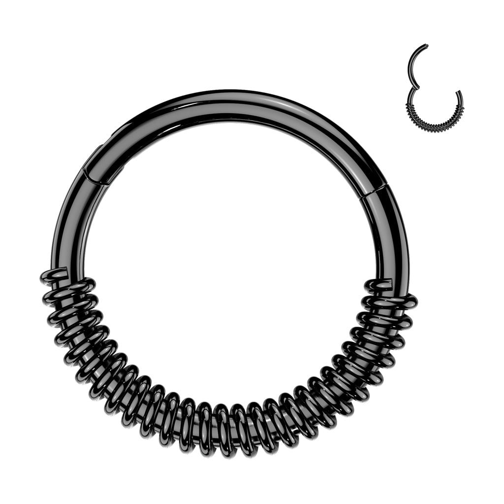 16G black hinged segment ring classic coil