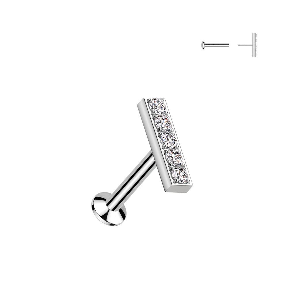 16g clear cz gem threadless cartilage labret