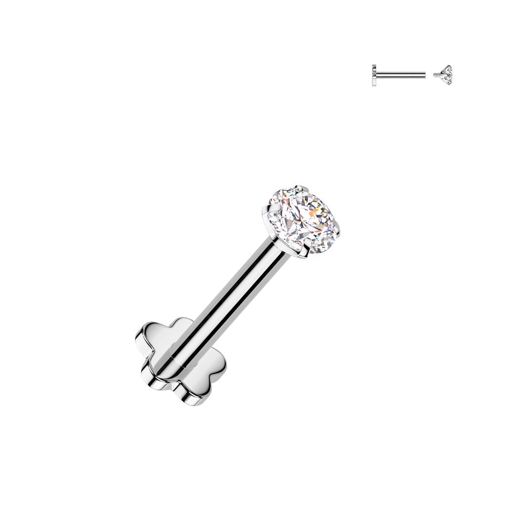 16 gauge clear cz gem titanium labret