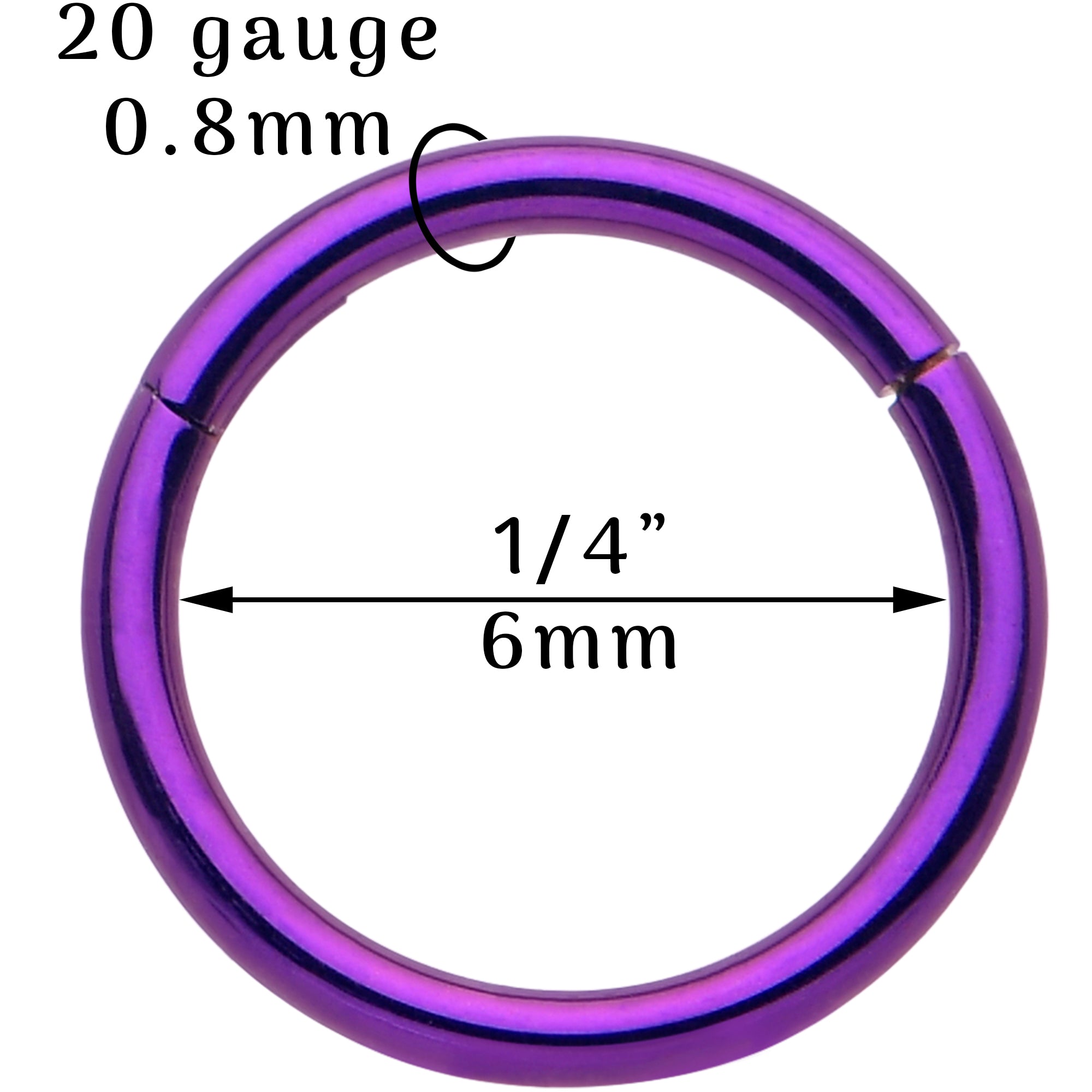 20 gauge purple hinged nose ring