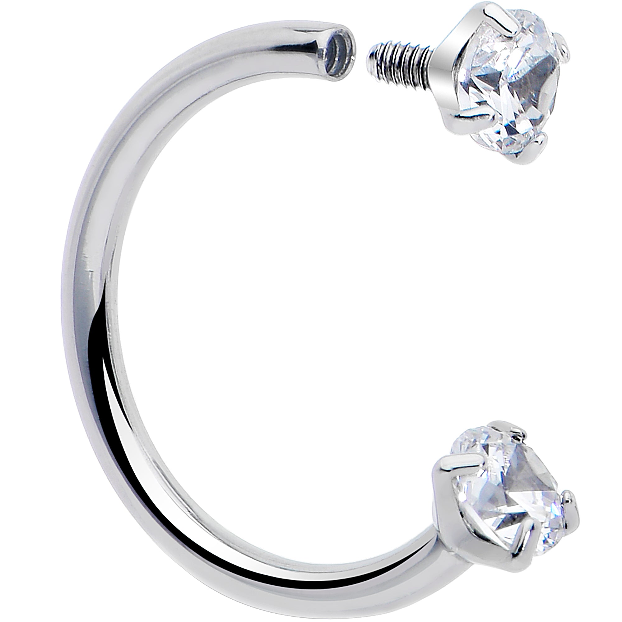 titanium horseshoe nose ring clear cubic zirconia