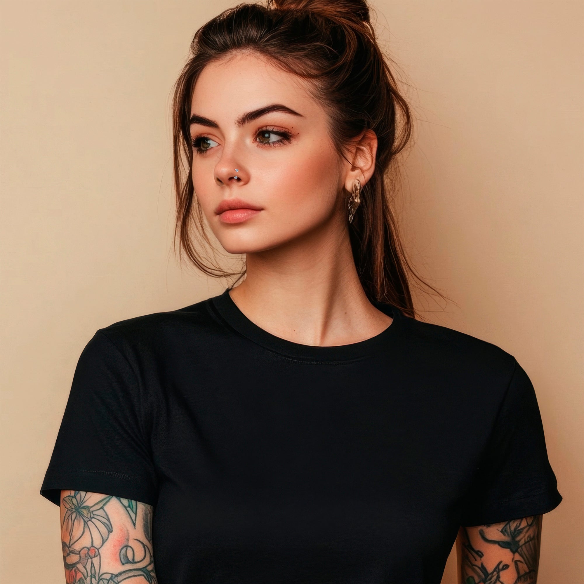 micro gem horseshoe hoop nose ring