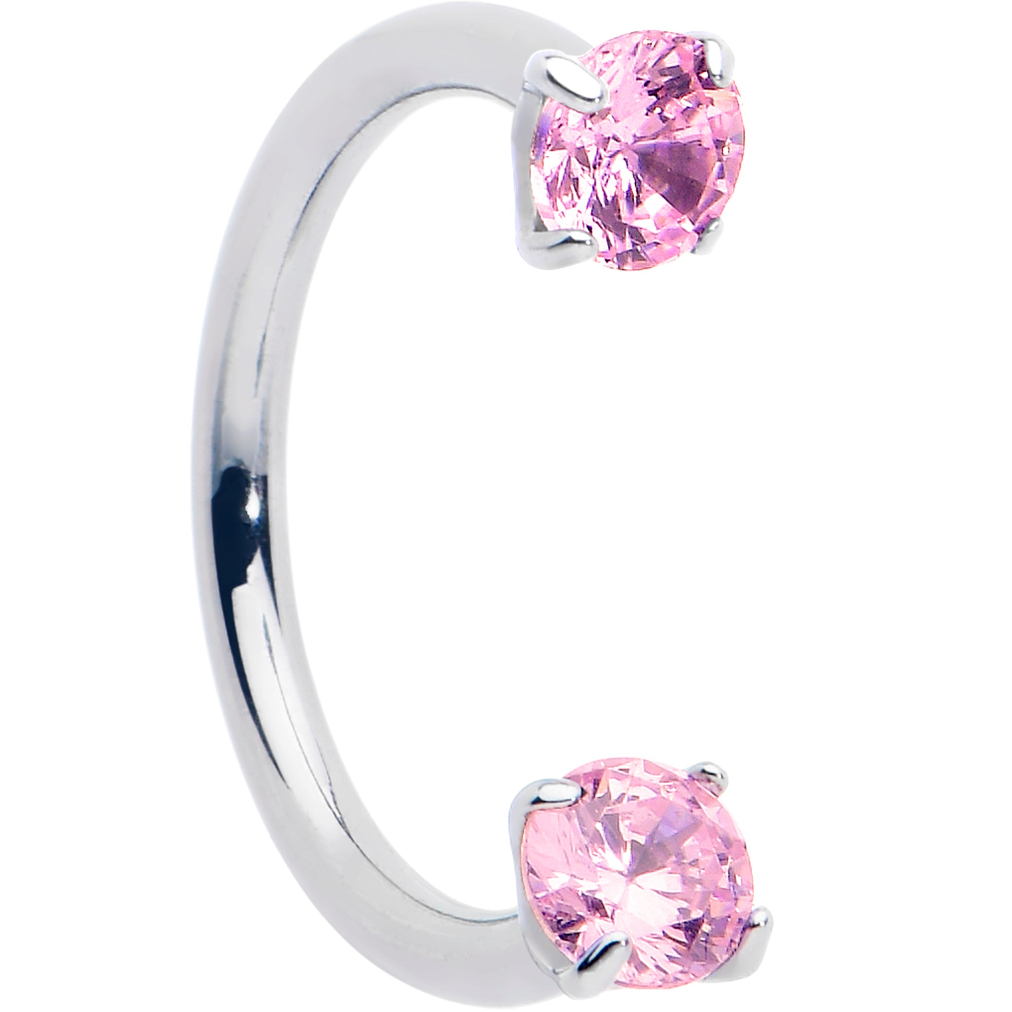 18G Double Gem Titanium Horseshoe Nose Ring - Internally Threaded Solid Titanium CZ Horseshoe Nose Hoop