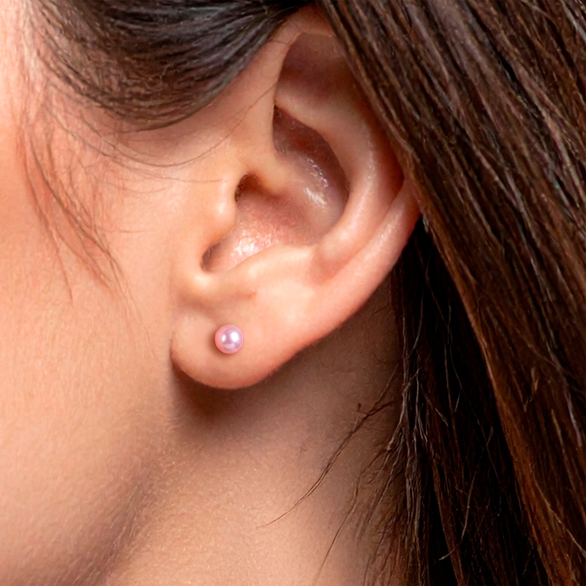 Synthetic Pearl Surgical Steel Flower Screw Back Earrings