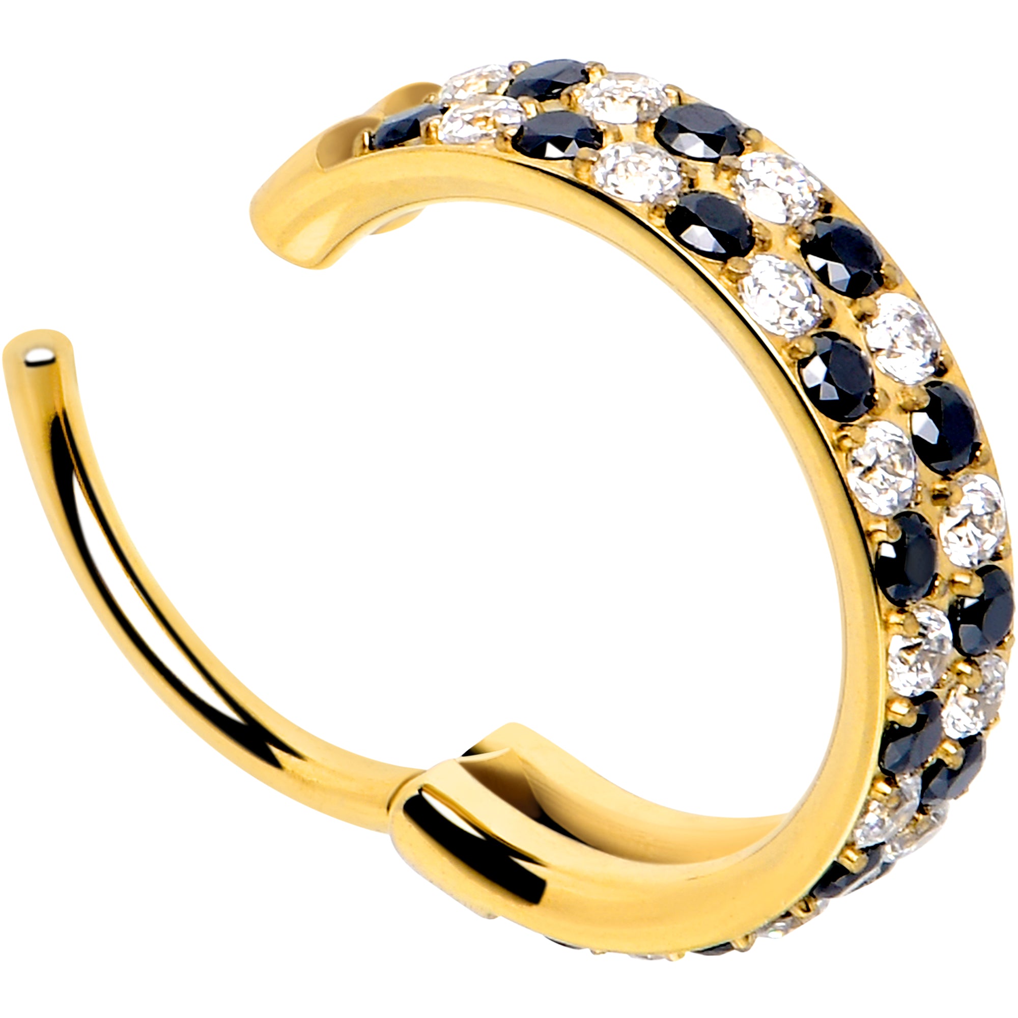 18G CZ Double Row Checkerboard Implant Grade Titanium Nose Hoop