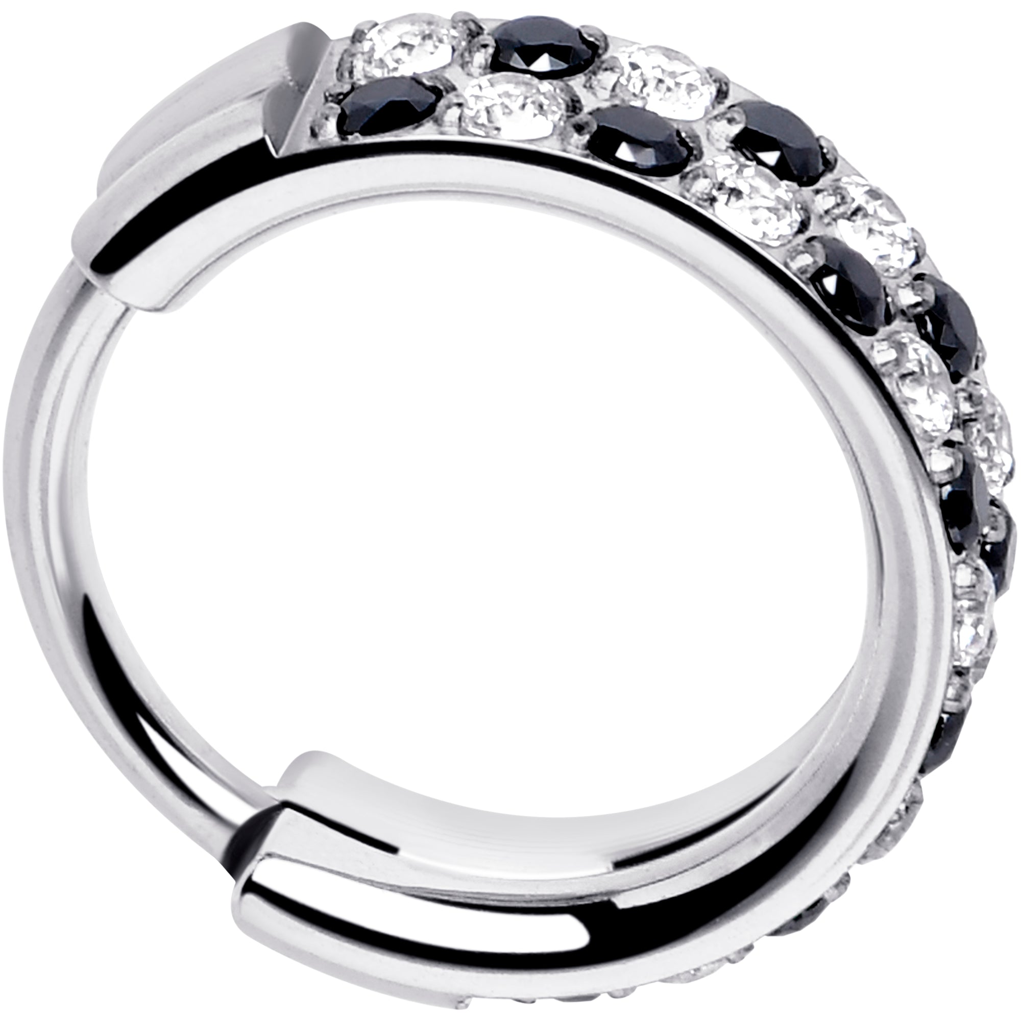 18G CZ Double Row Checkerboard Implant Grade Titanium Nose Hoop