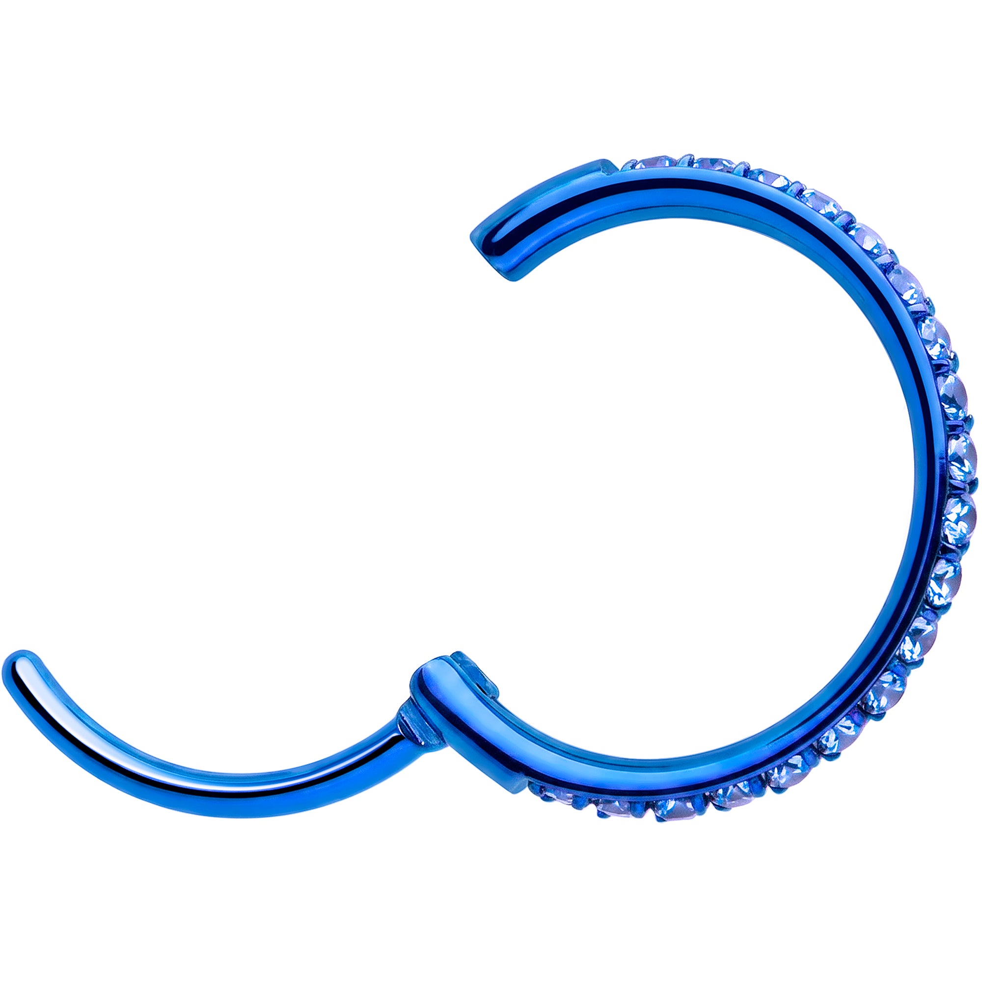 Blue CZ 20G seamless clicker nose hoop