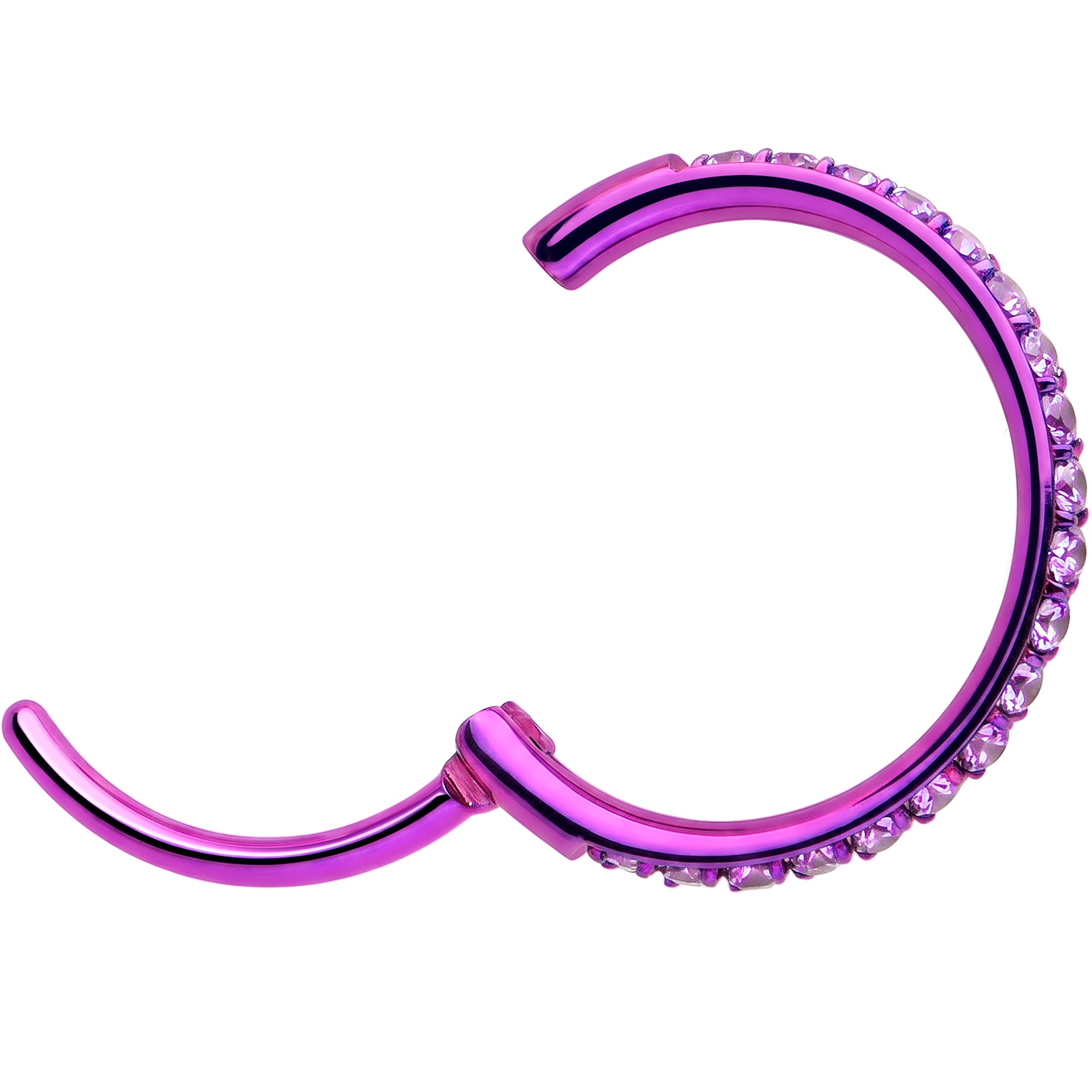 Purple implant grade titanium micro gem nose ring hoop