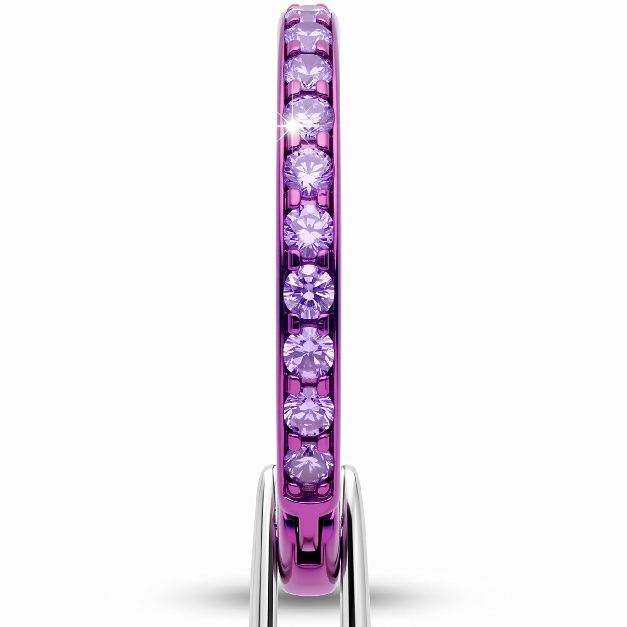 Purple CZ 20G seamless clicker nose hoop