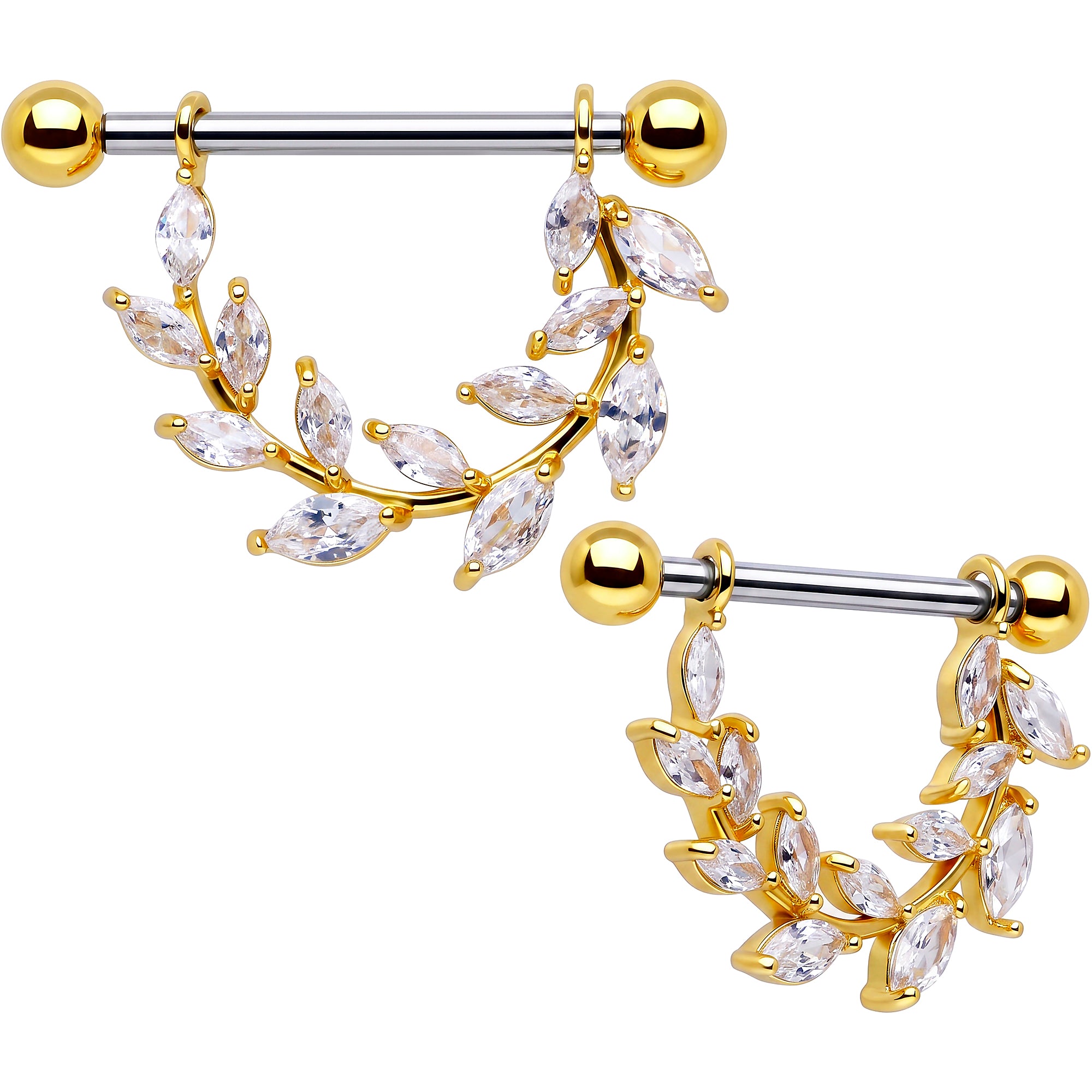 Marquise Cubic Zirconia Nipple Shield Piercing Set