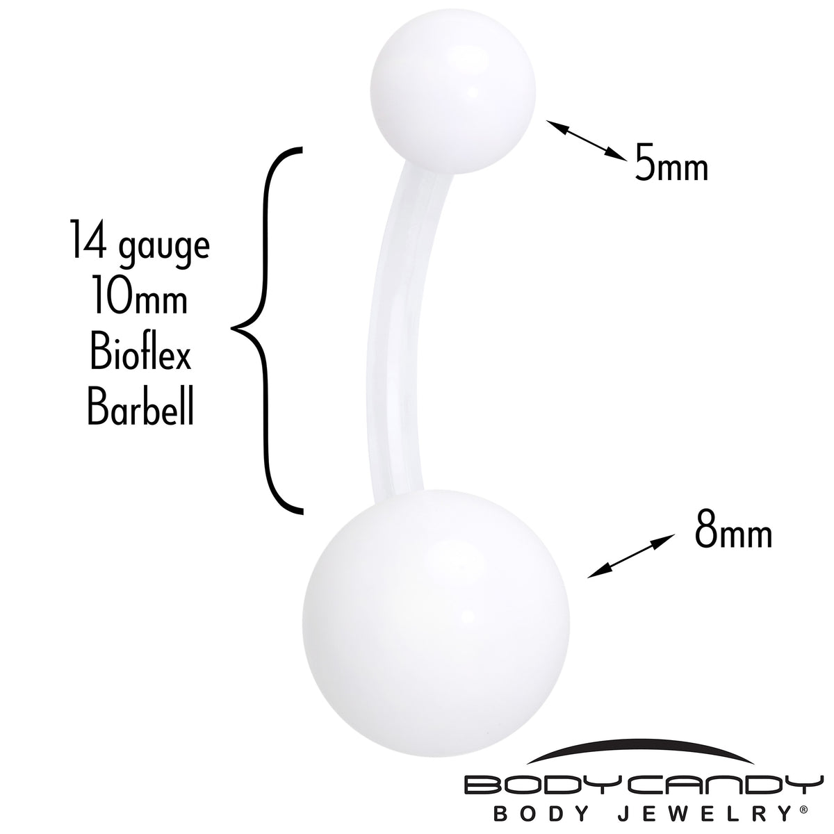 14G Acrylic Ball BioFlex Flexible Belly Ring