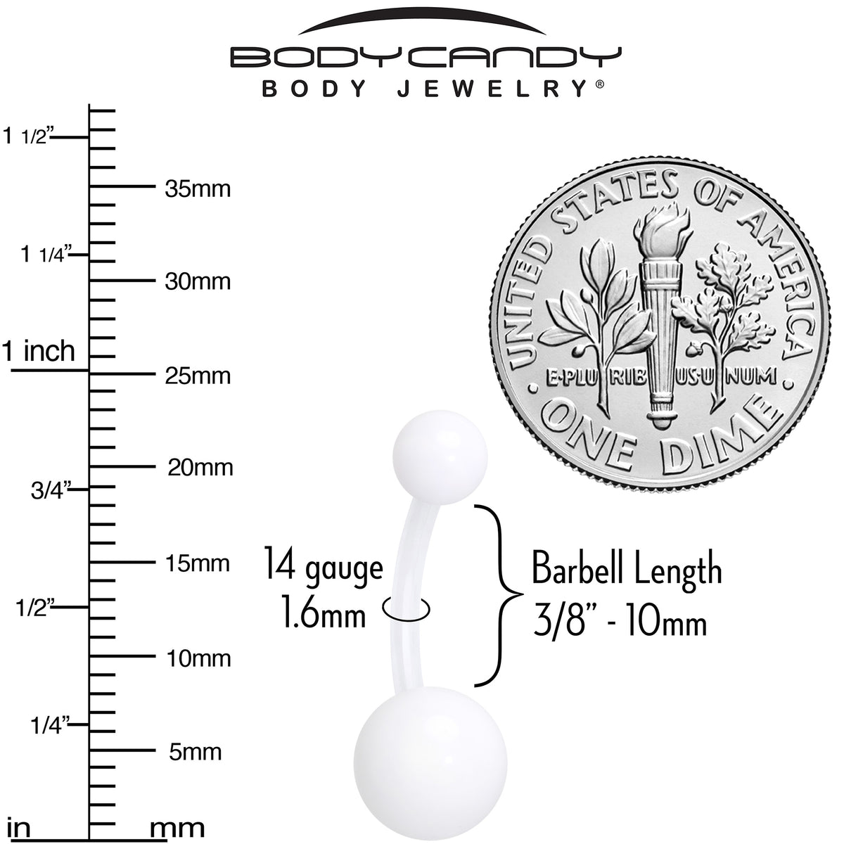 14G Acrylic Ball BioFlex Flexible Belly Ring