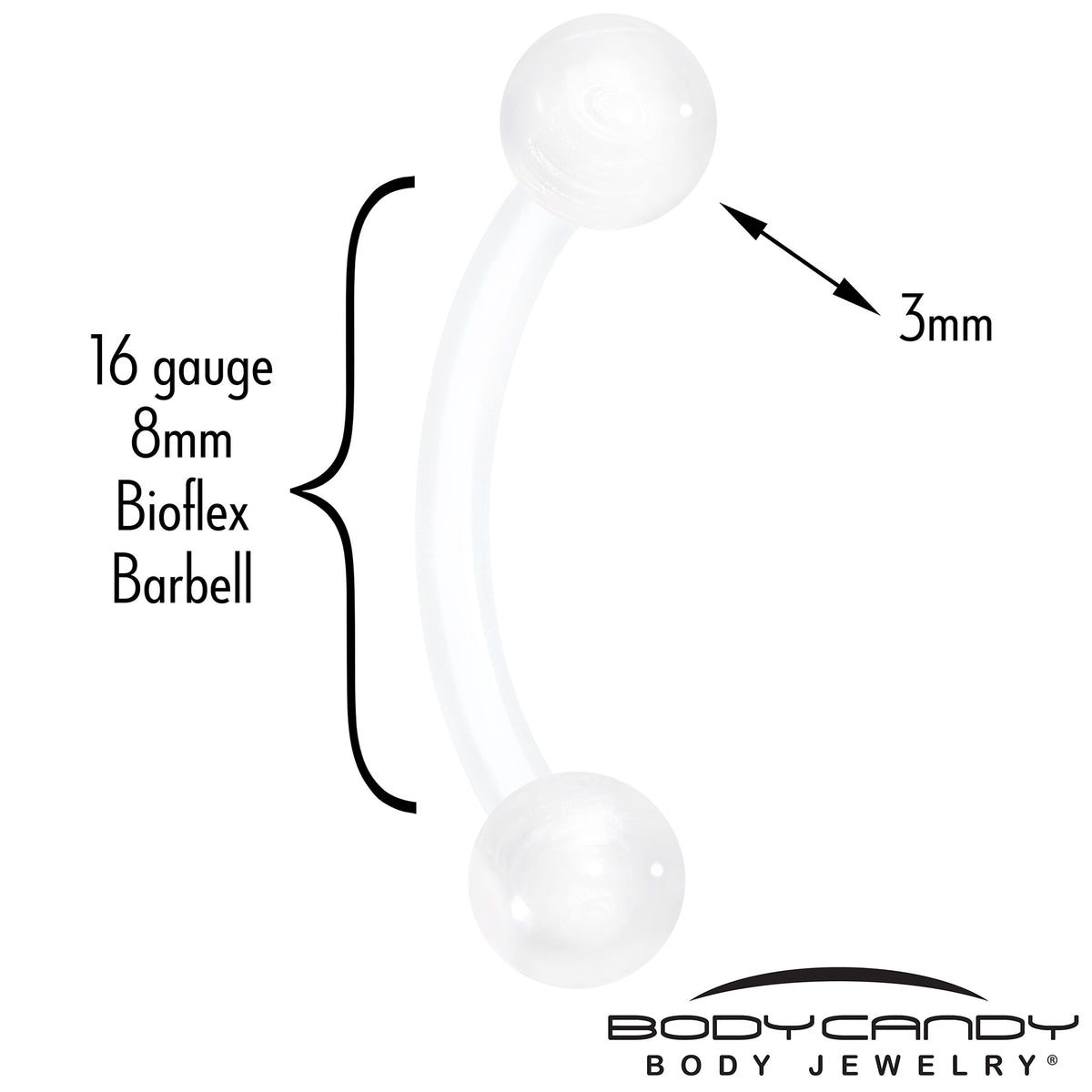 16G Acrylic Ball Bioflex Flexible Eyebrow Ring
