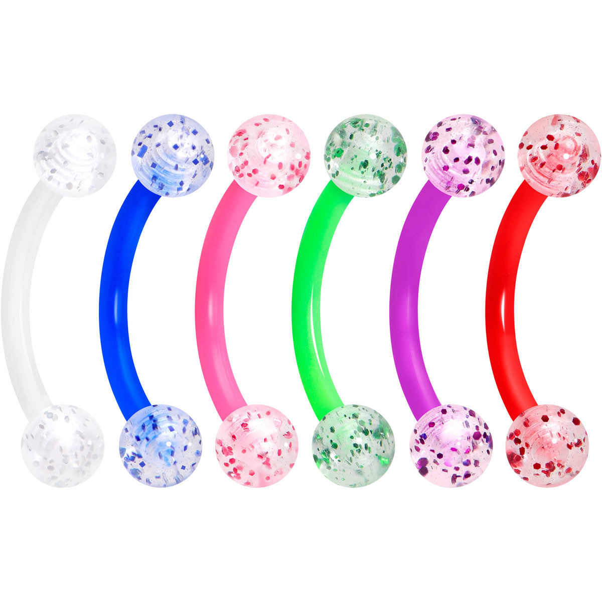 16G Glitter Acrylic Ball Bioflex Flexible Eyebrow Ring