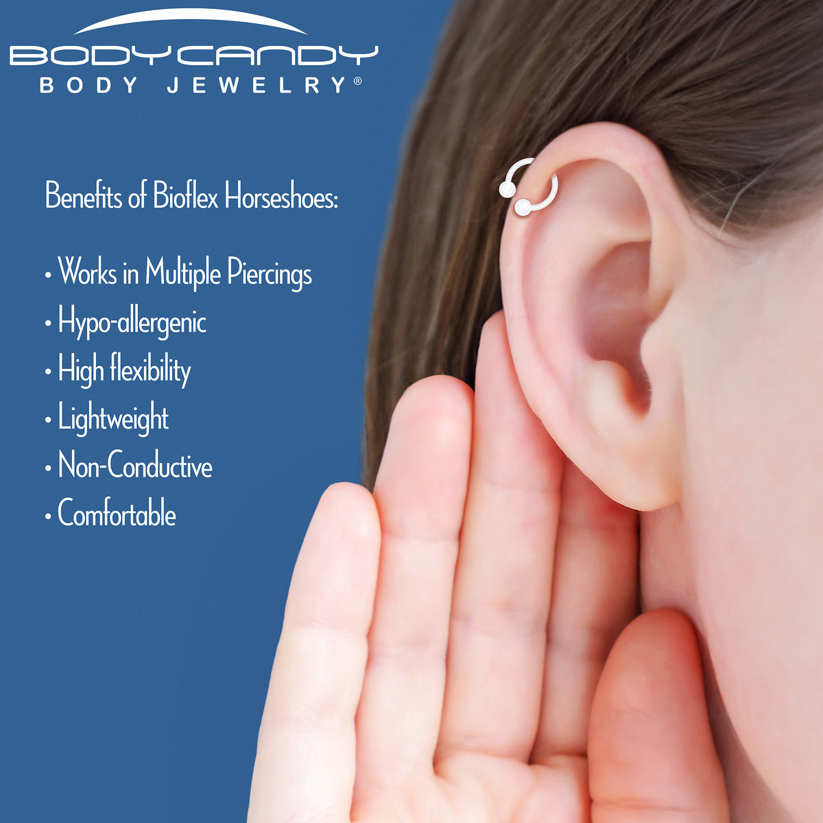 16G Acrylic Ball Bioflex Flexible Horseshoe Ring